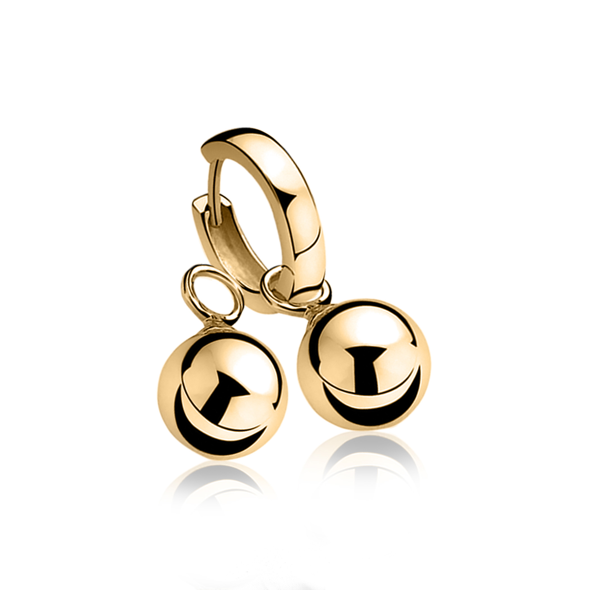 10mm ZINZI Gold Plated Sterling Silver Earrings Pendants Bead ZICH716G