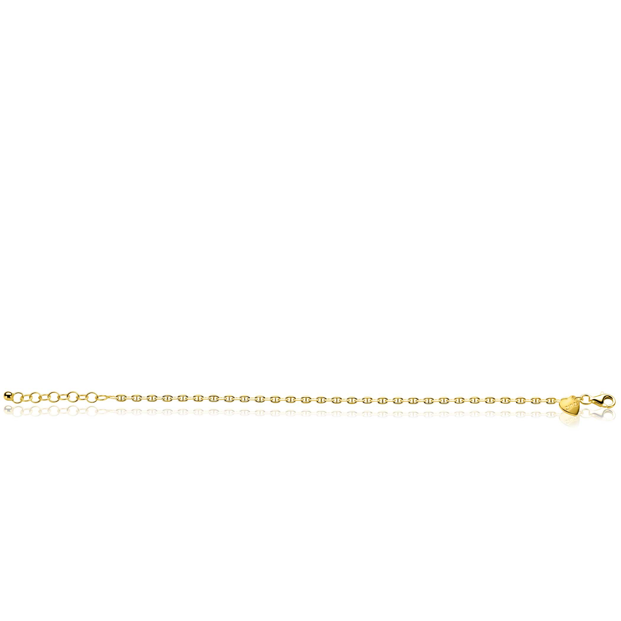 ZINZI gold plated zilveren marine schakel armband (2,3mm breed) 17-20cm ZIA2841G