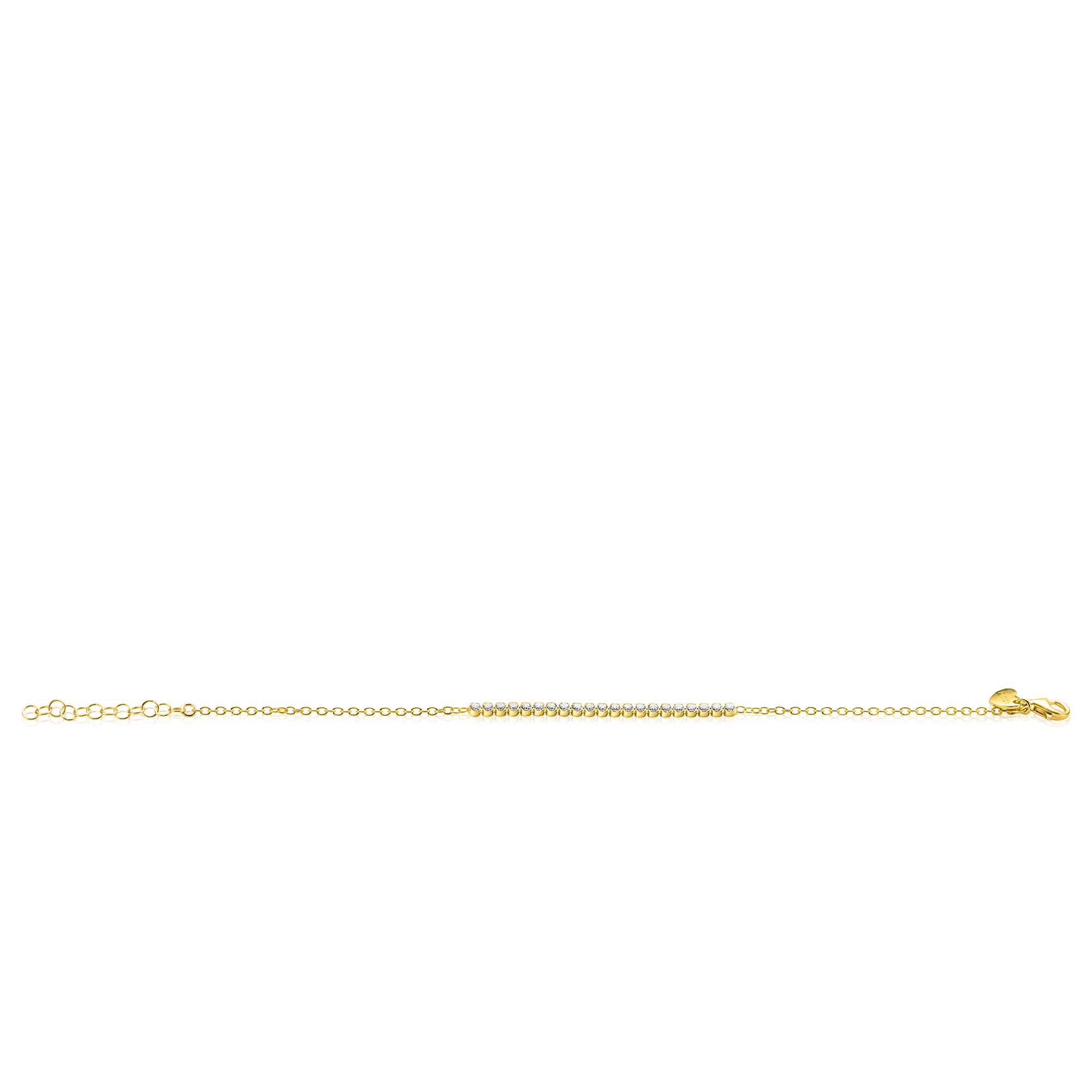 ZINZI Gold Plated Sterling Silver Bracelet Set with 21 White Zirconias 16-19cm ZIA2370Y