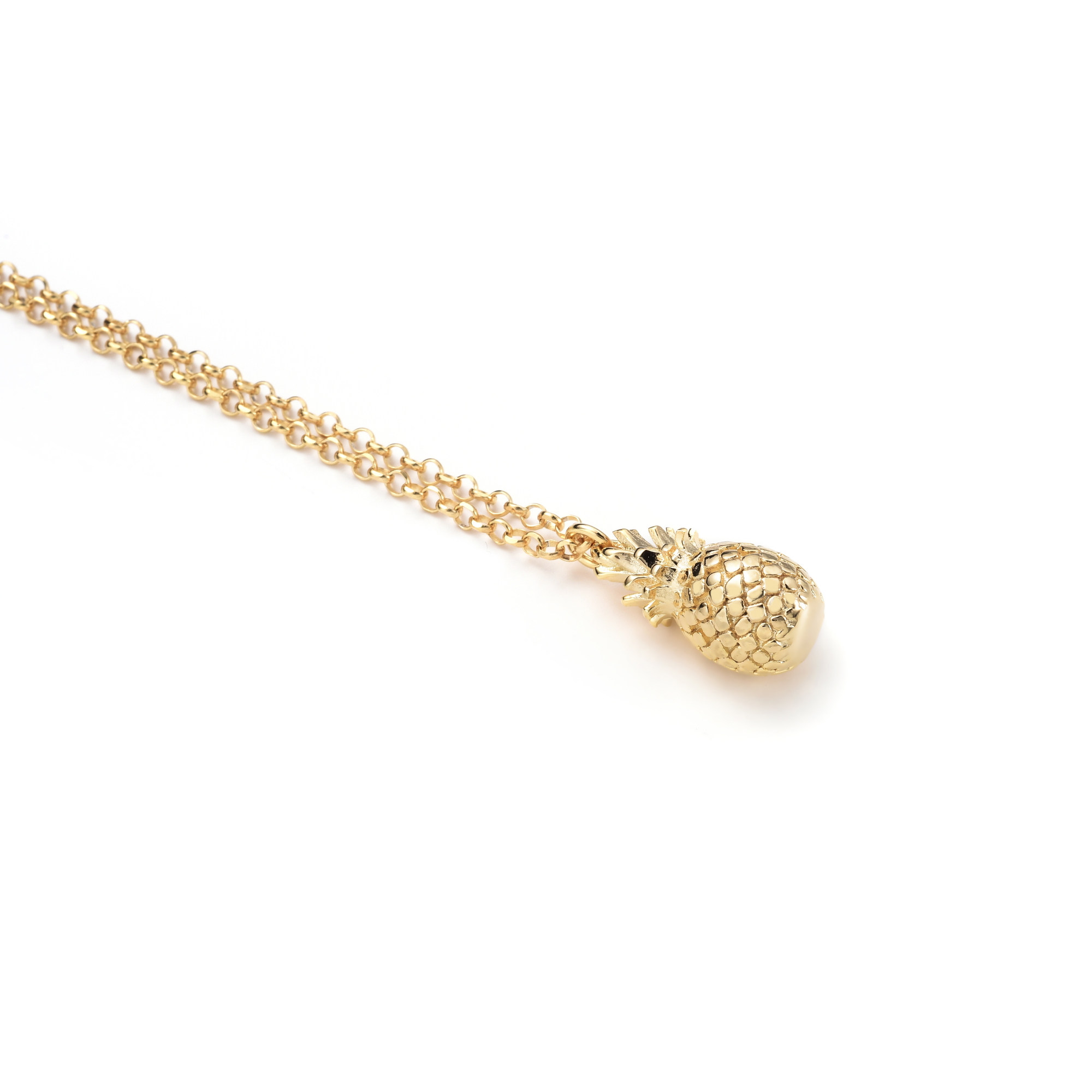 ZINZI zilveren ketting geel verguld ananas 42-45cm ZIC1699G