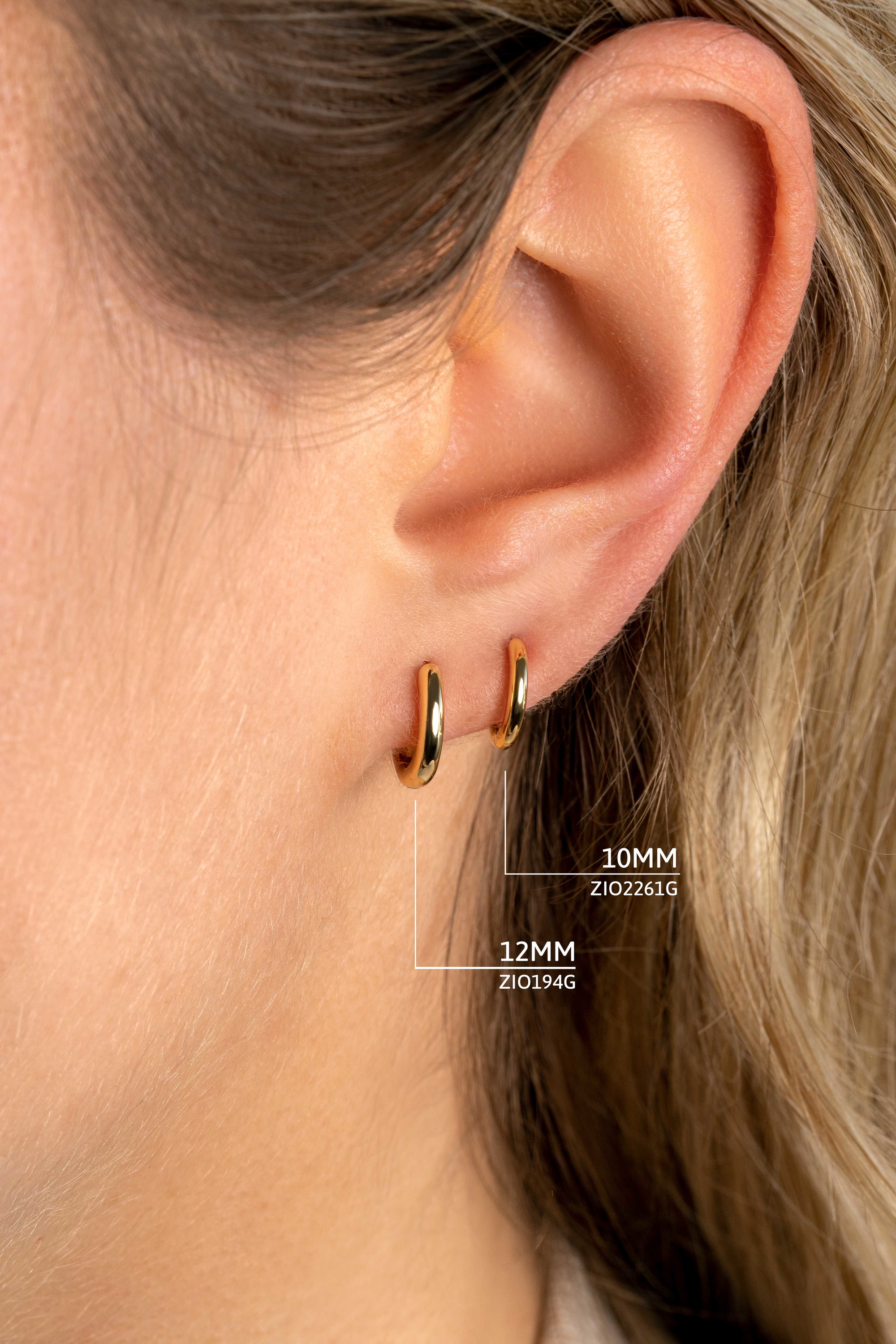 10mm ZINZI Gold Plated Sterling Silver Hoop Earrings width 2mm ZIO2261G