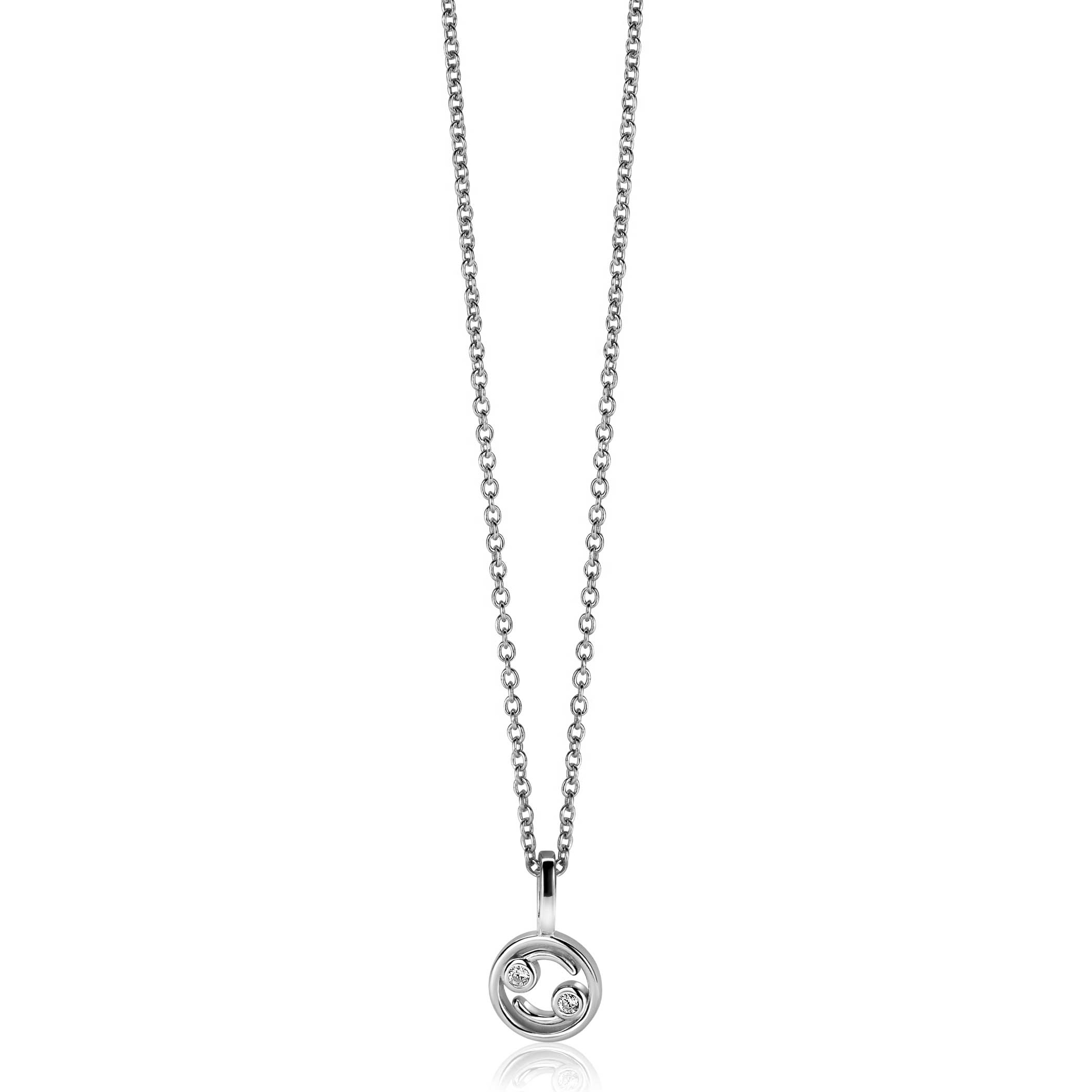 9mm ZINZI zilveren Kreeft sterrenbeeldhanger bezet met witte zirconia ZIH-KRE (zonder collier)