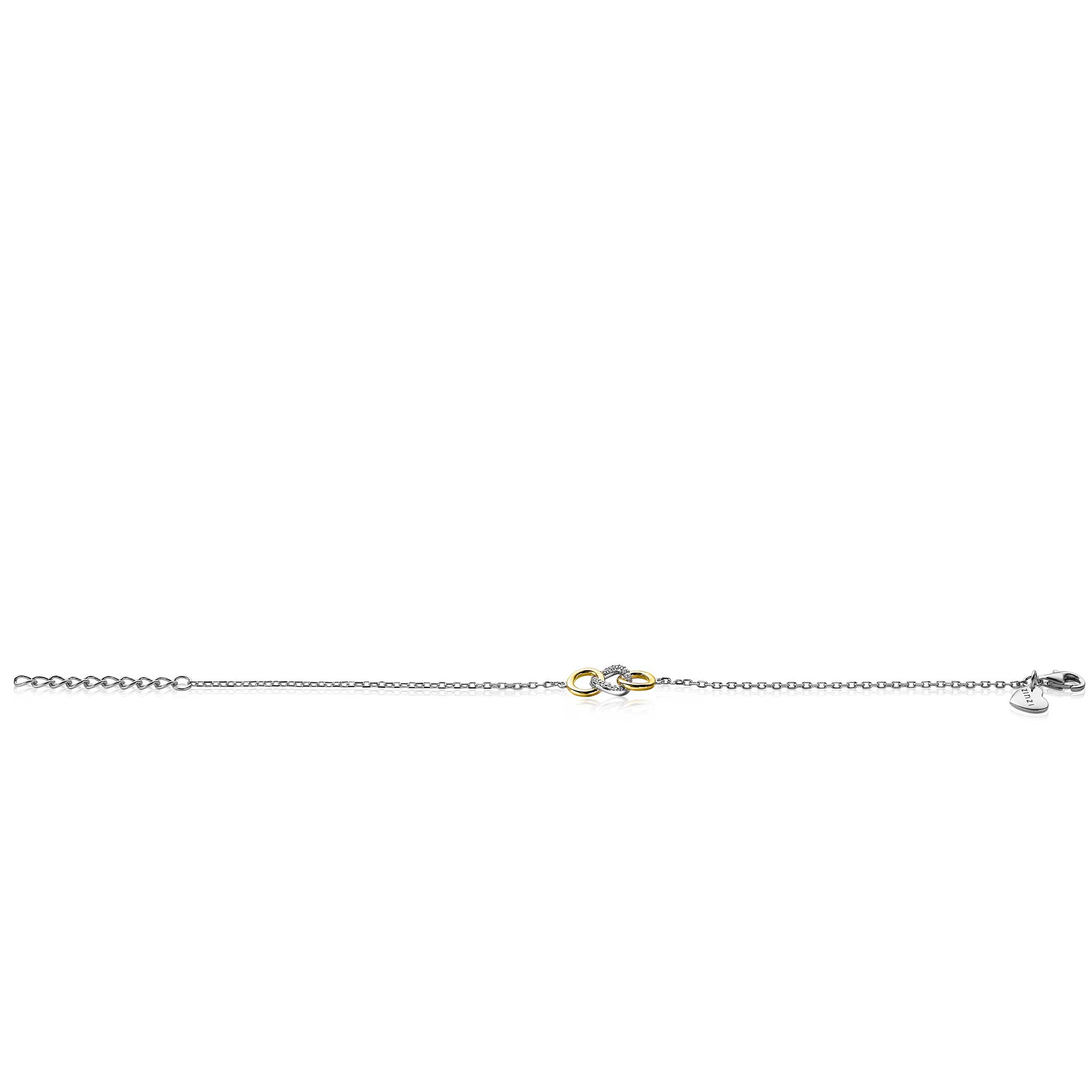 ZINZI Sterling Silver Bracelet 3 Connected Open Circles Gold Plated and White ZIA2045Y