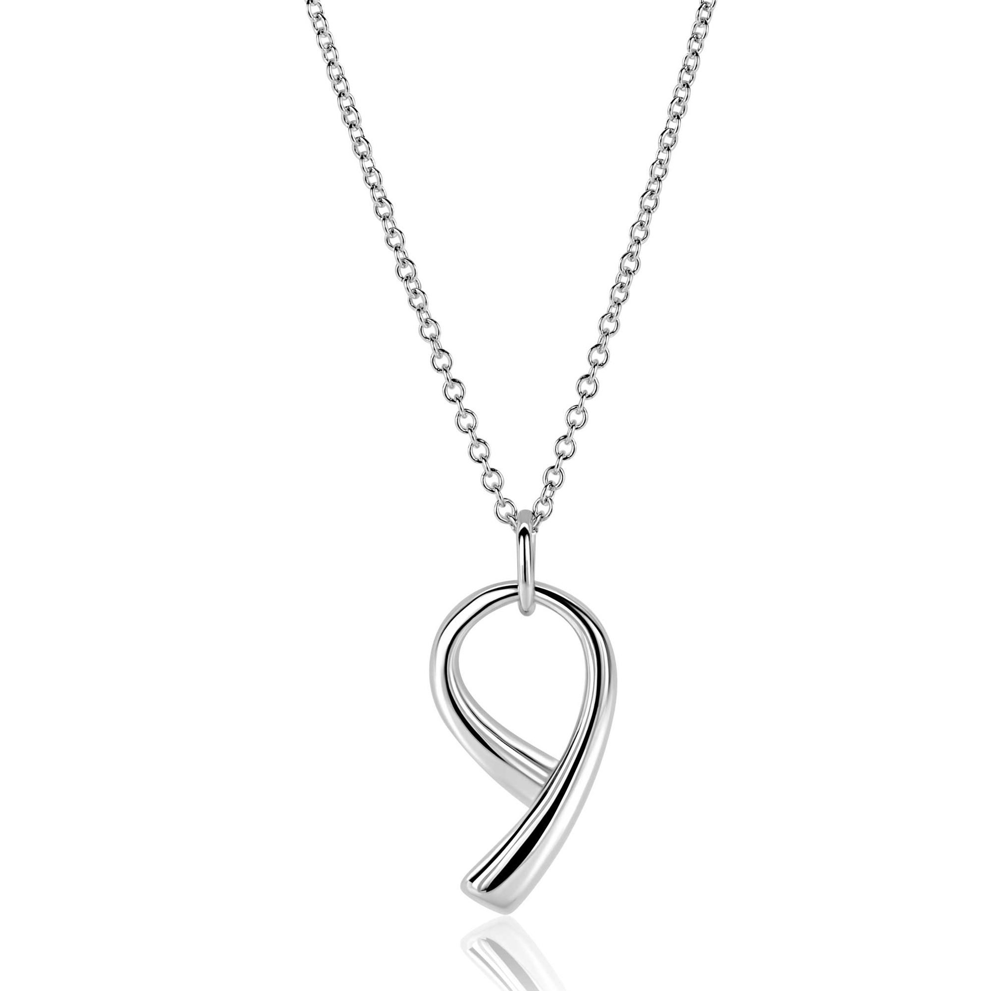 ZINZI zilveren ketting 45cm met grote sierlijke hanger 40mm ZIC2786