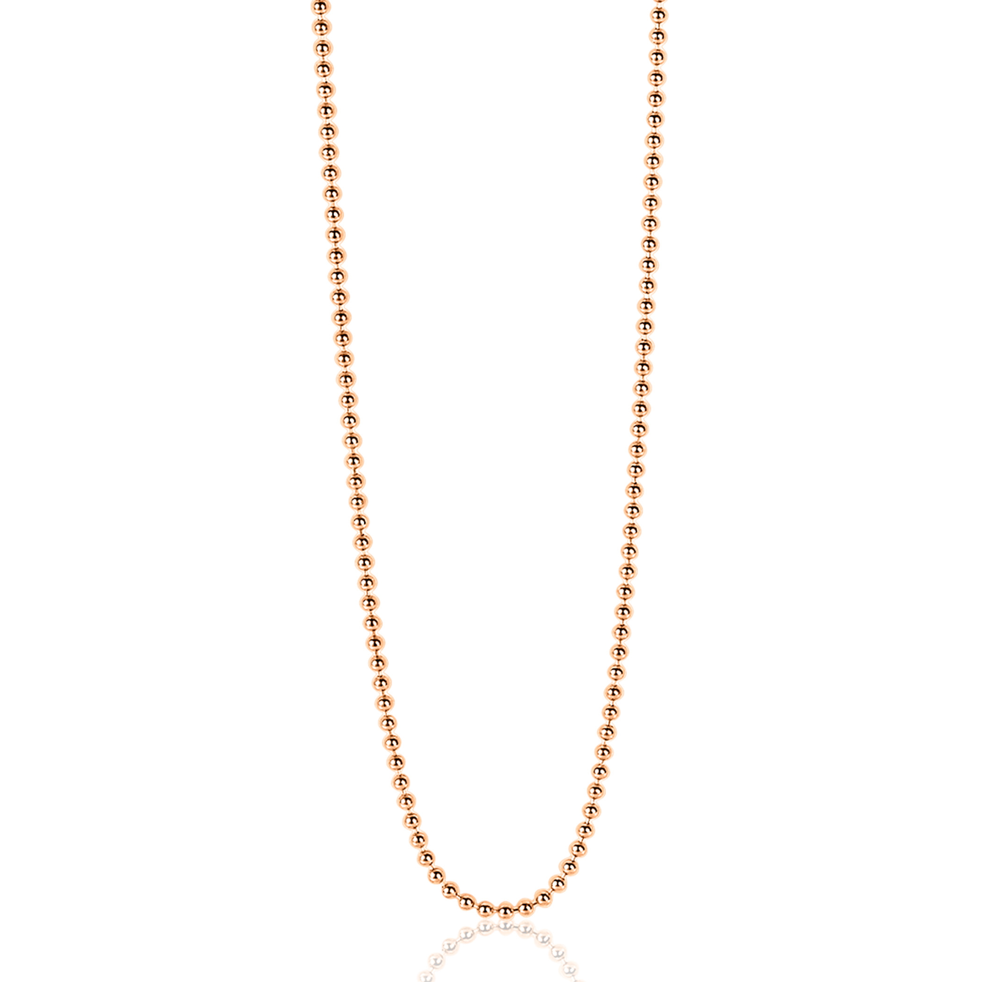 42cm ZINZI Rose Gold Plated Sterling Silver Beads Necklace ZILC-B42R