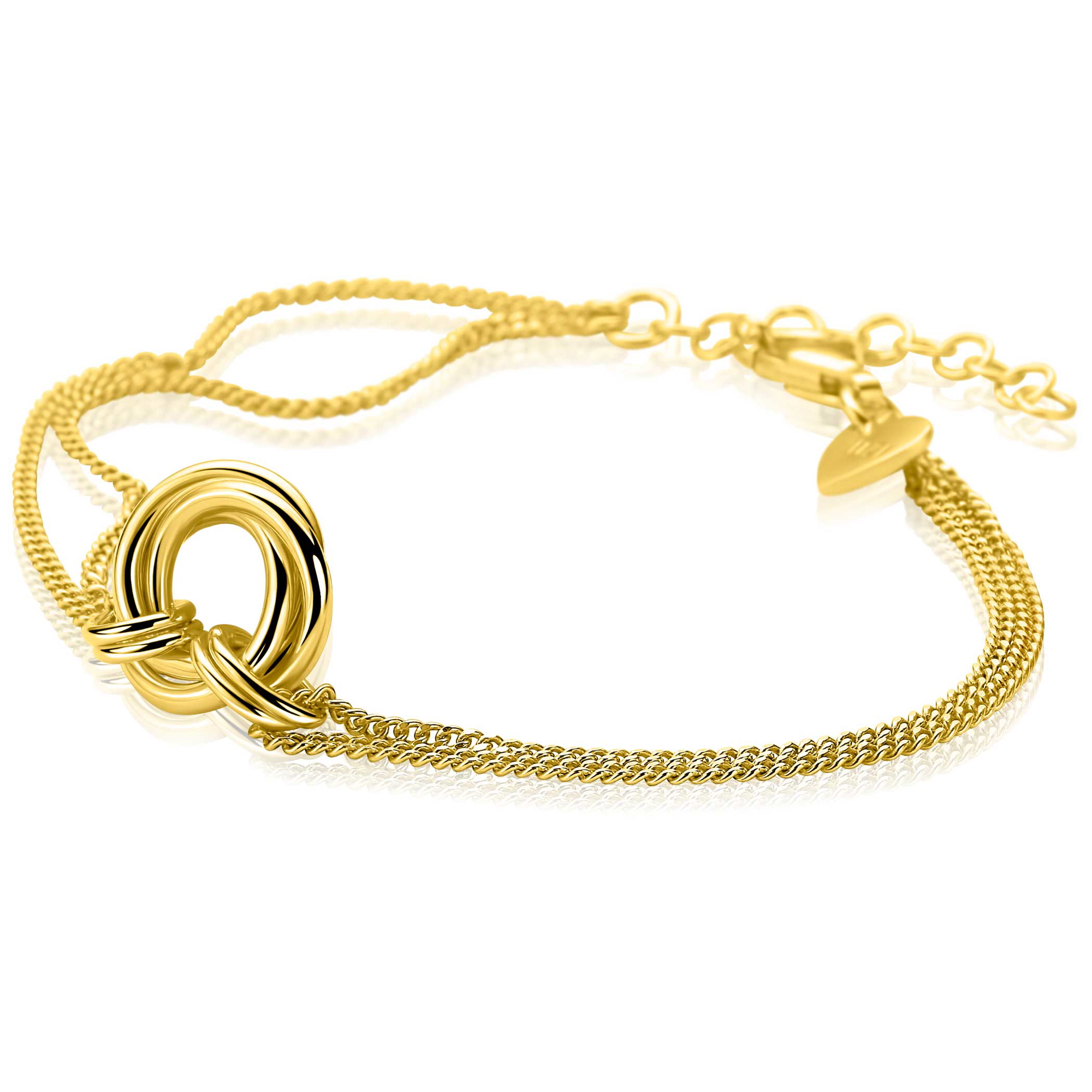 ZINZI zlv. armband dub.grmt. 3 verbonden ringen