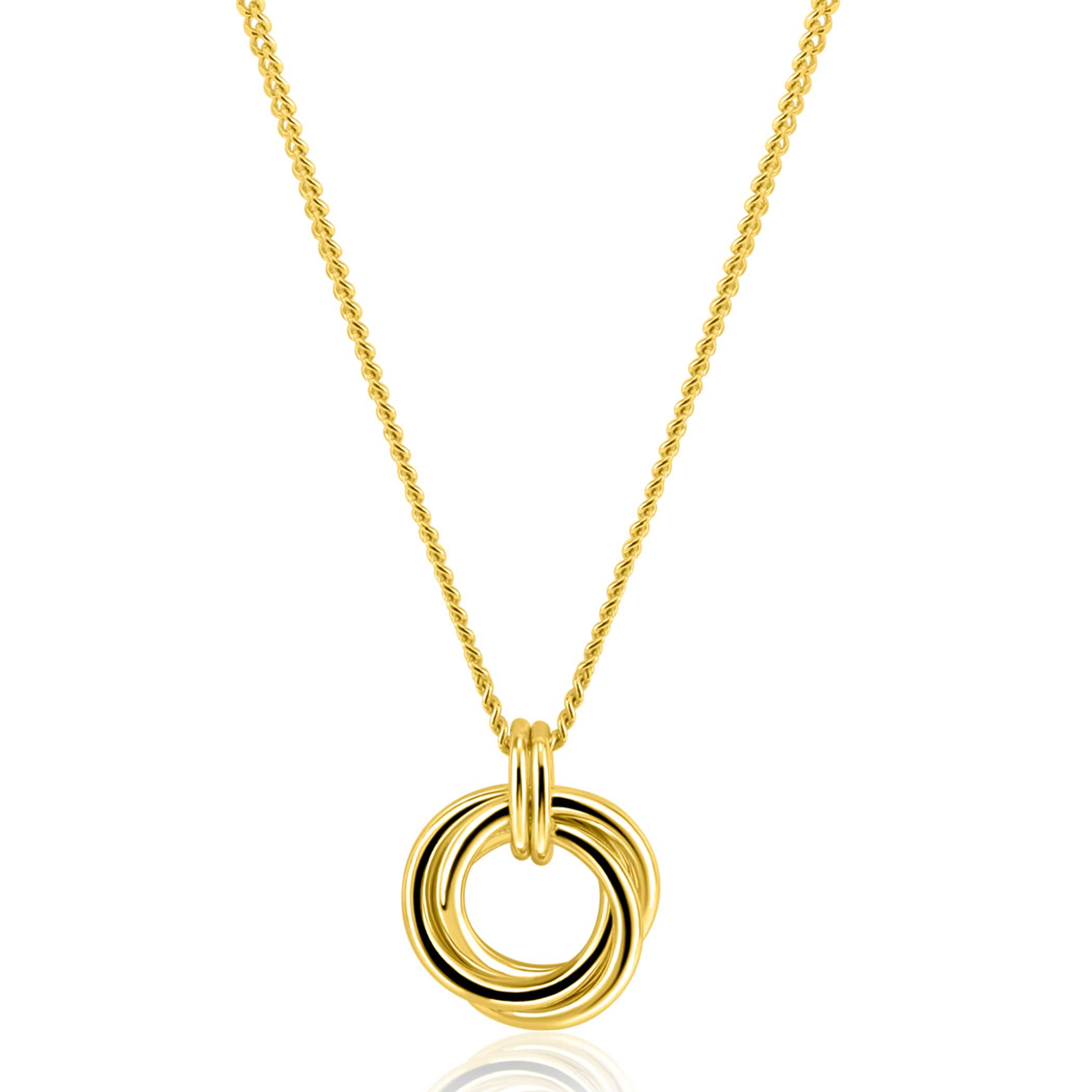ZINZI zlv. collier gg.verg.hanger 3 verbonden ringen