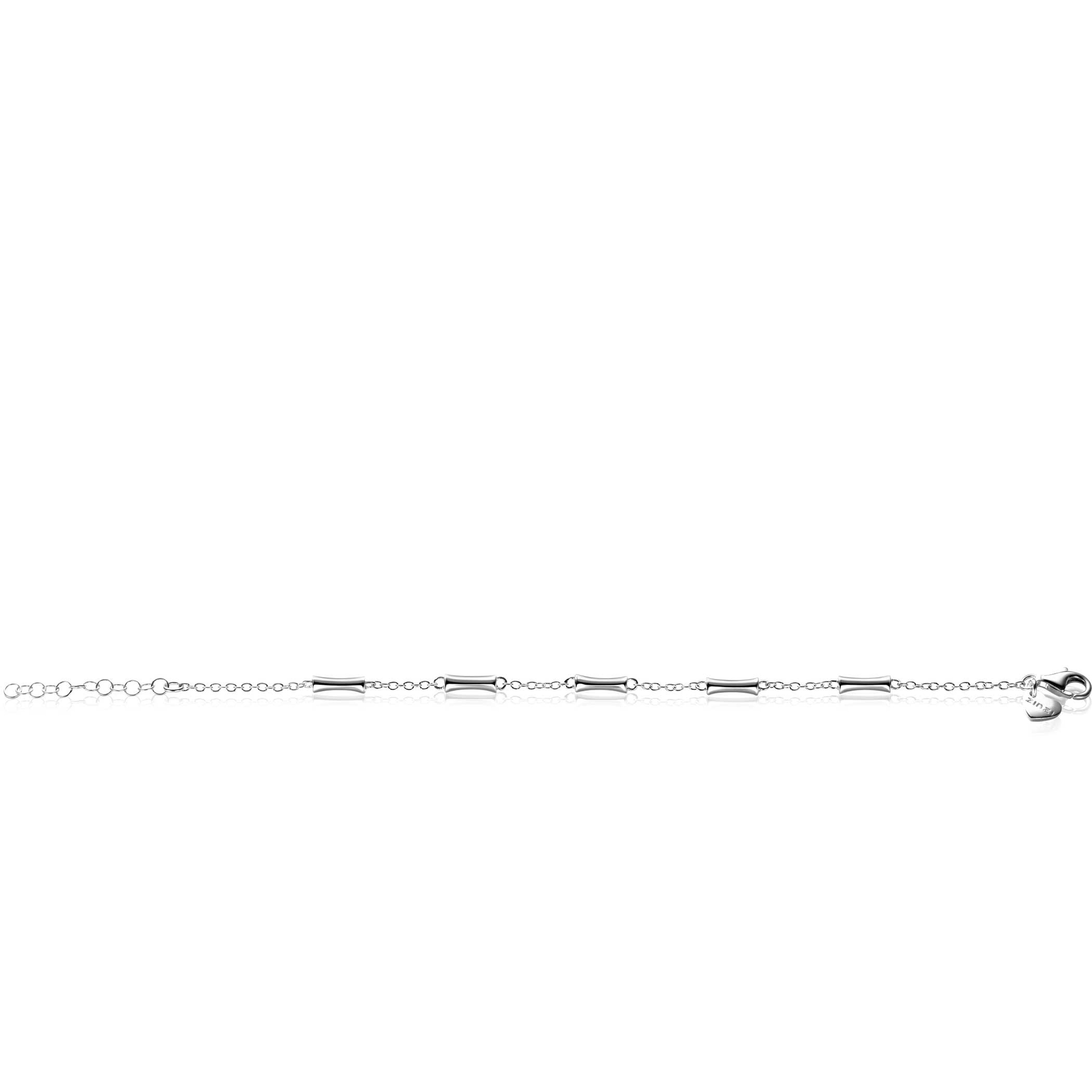 ZINZI silver link bracelet with five smooth bamboo shapes 17-20cm ZIA2577