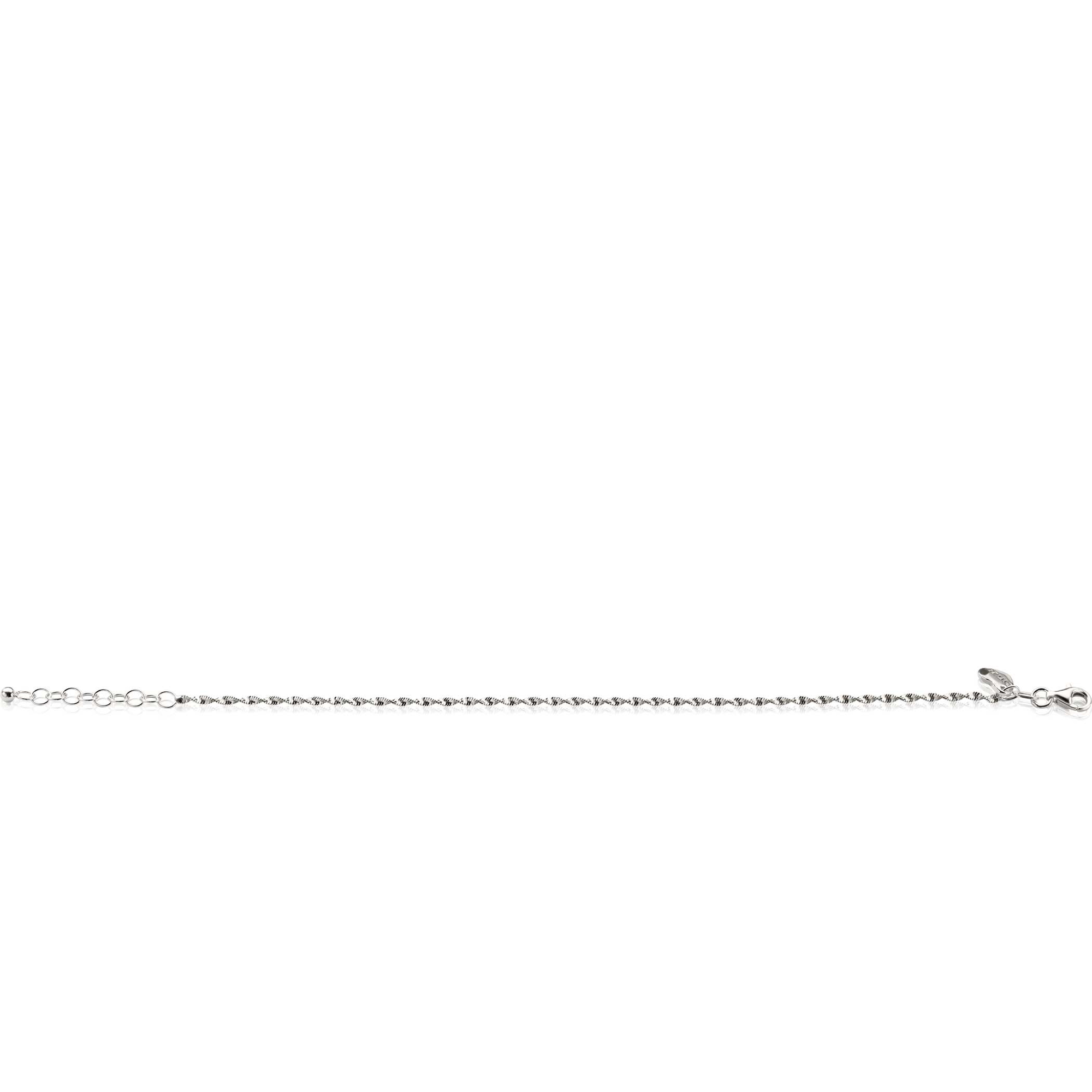 ZINZI silver singapore bracelet with sparkling twisted links 1.9mm wide 17-20cm ZIA2585.
