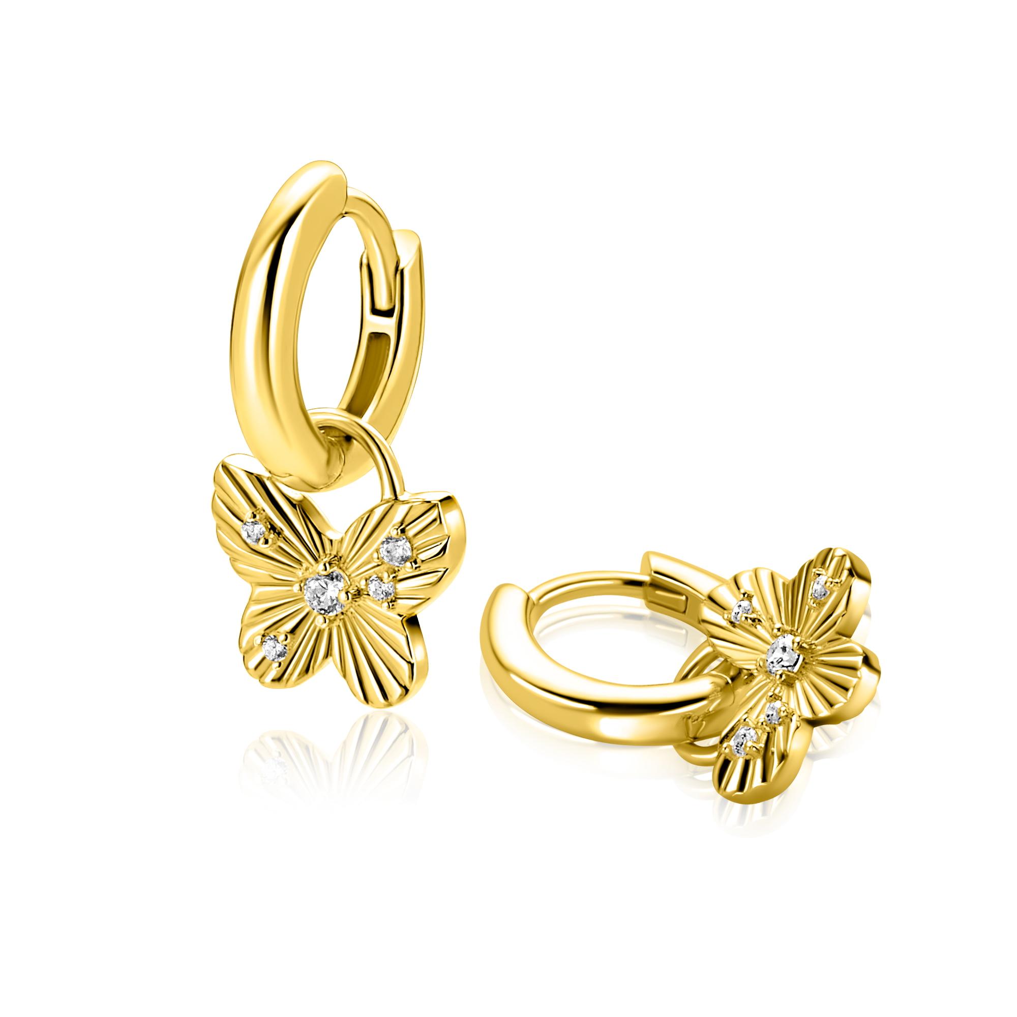 10mm ZINZI gold plated zilveren oorbedels vlinder ZICH2742 (zonder oorringen)