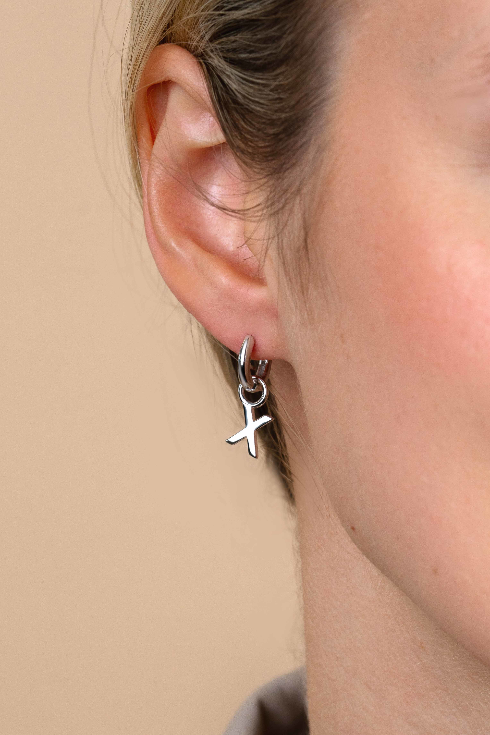 ZINZI Sterling Silver Letter Earrings Pendant X price per piece ZICH2144X (excl. hoop earrings)