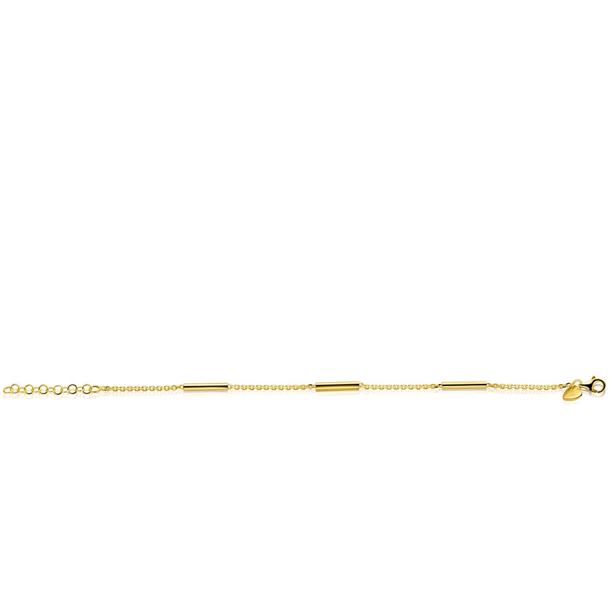 ZINZI zlv. armband gg.verg.anker met 3x staafje
