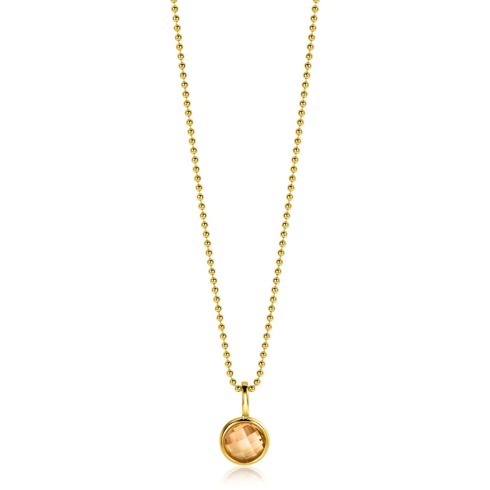 NOVEMBER Pendant 8mm Gold Plated Birthstone Yellow Citrine Zirconia (excl. necklace)