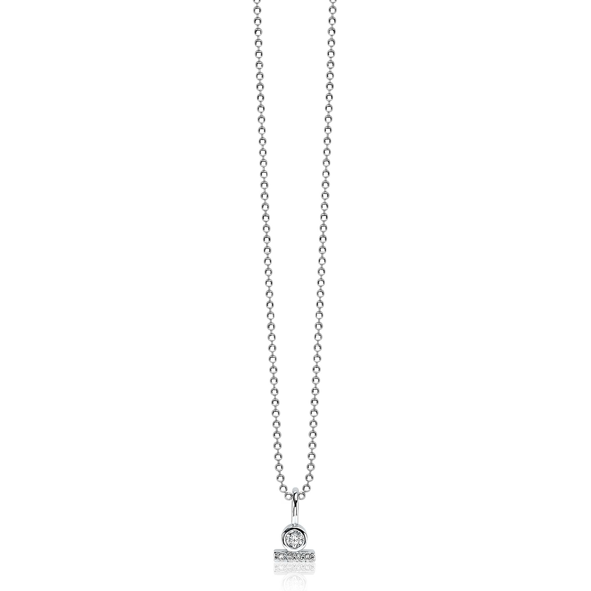 ZINZI zilveren hanger rond staafje wit ZIH1822 (zonder collier)