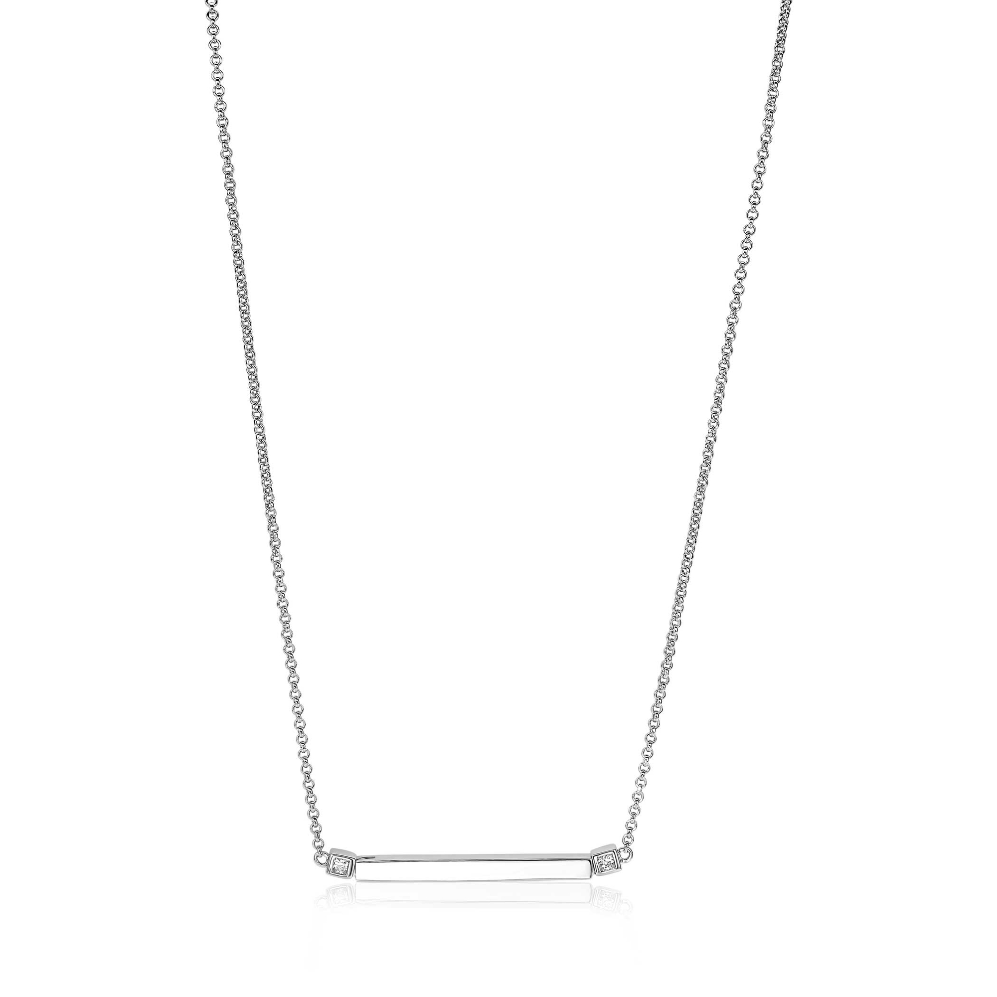ZINZI zilveren ketting staafje wit 42cm ZIC1817