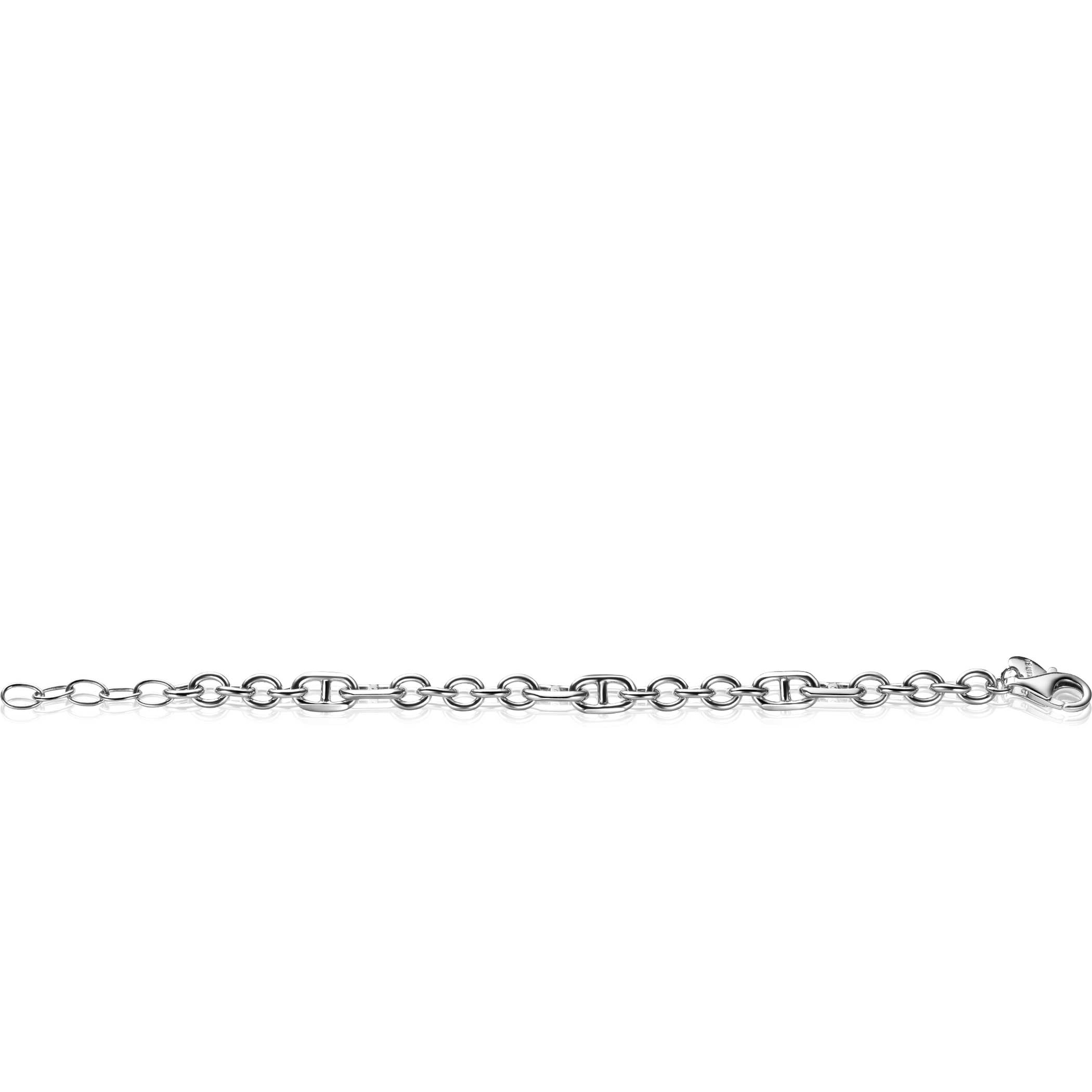 ZINZI silver link bracelet, featuring round links combined with six trendy larger navy links 7.8mm wide 17-20cm ZIA2580