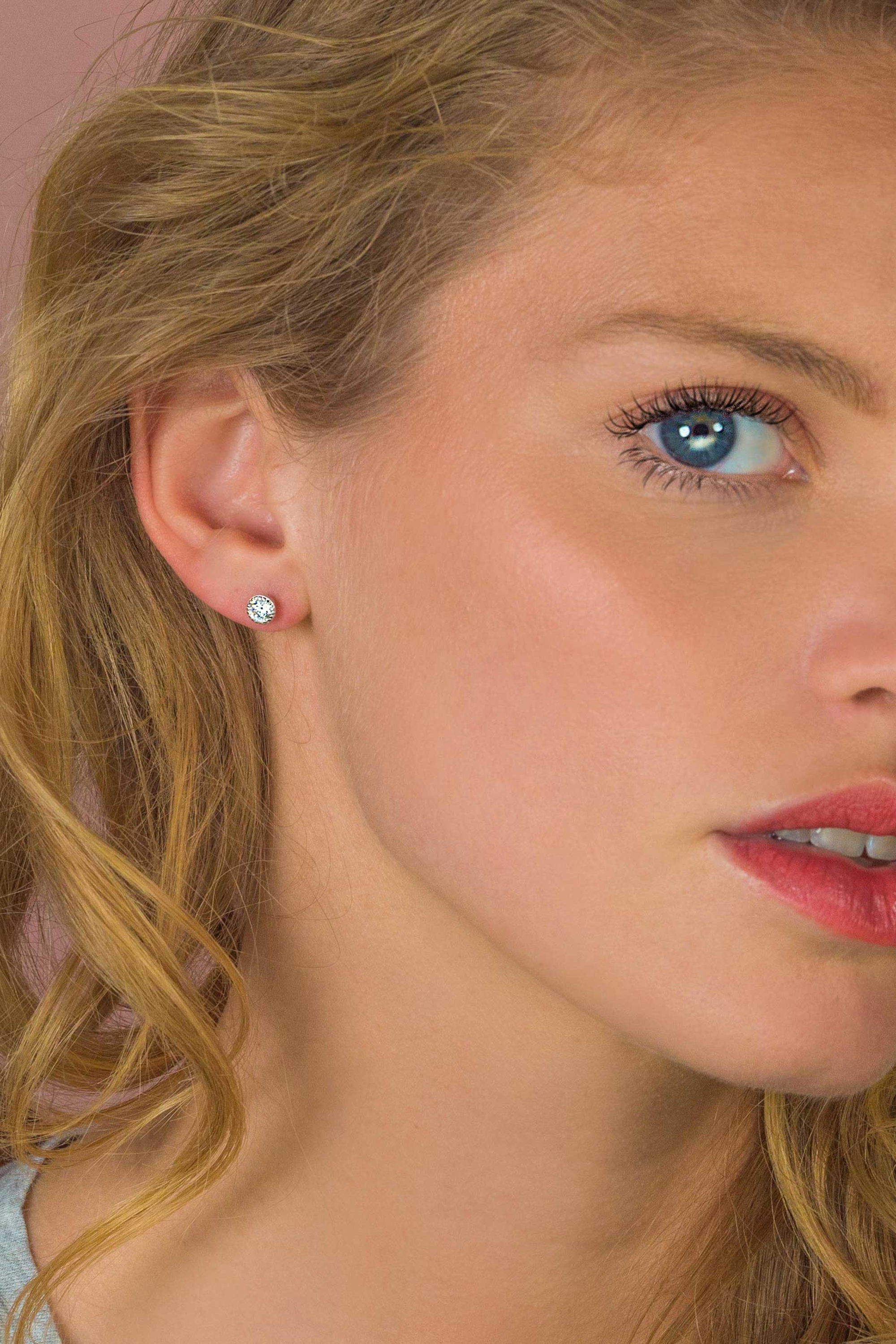 6mm ZINZI Sterling Silver Stud Earrings Round White ZIO1376Z