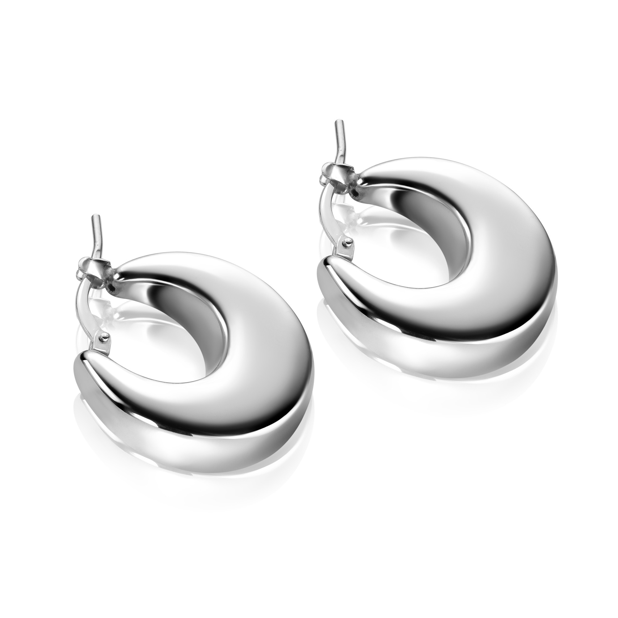 22mm ZINZI zilveren oorringen met brede buis (7mm) en rond aflopend, handige bovensluiting ZIO2751