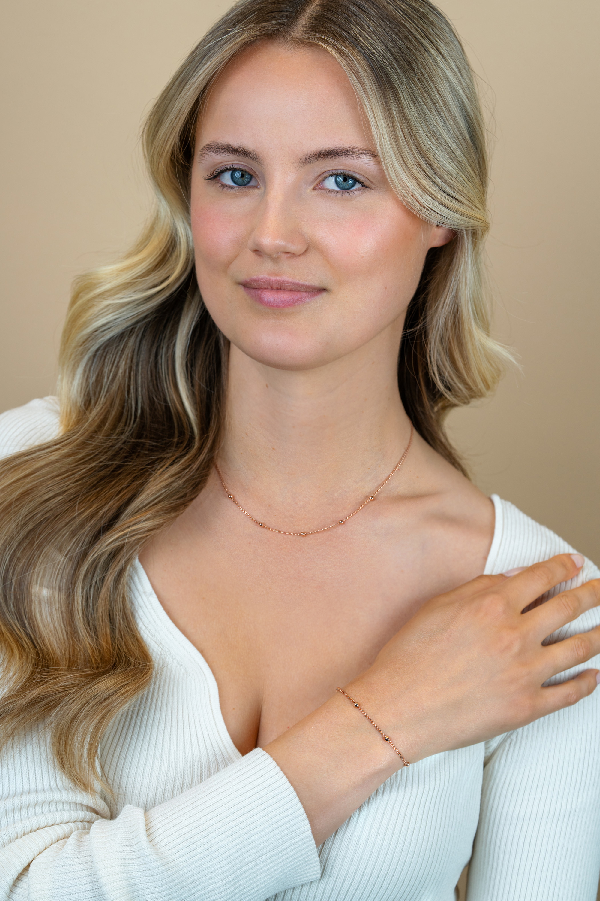 ZINZI zlv. armband rosé verg. gourmet en bolletjes