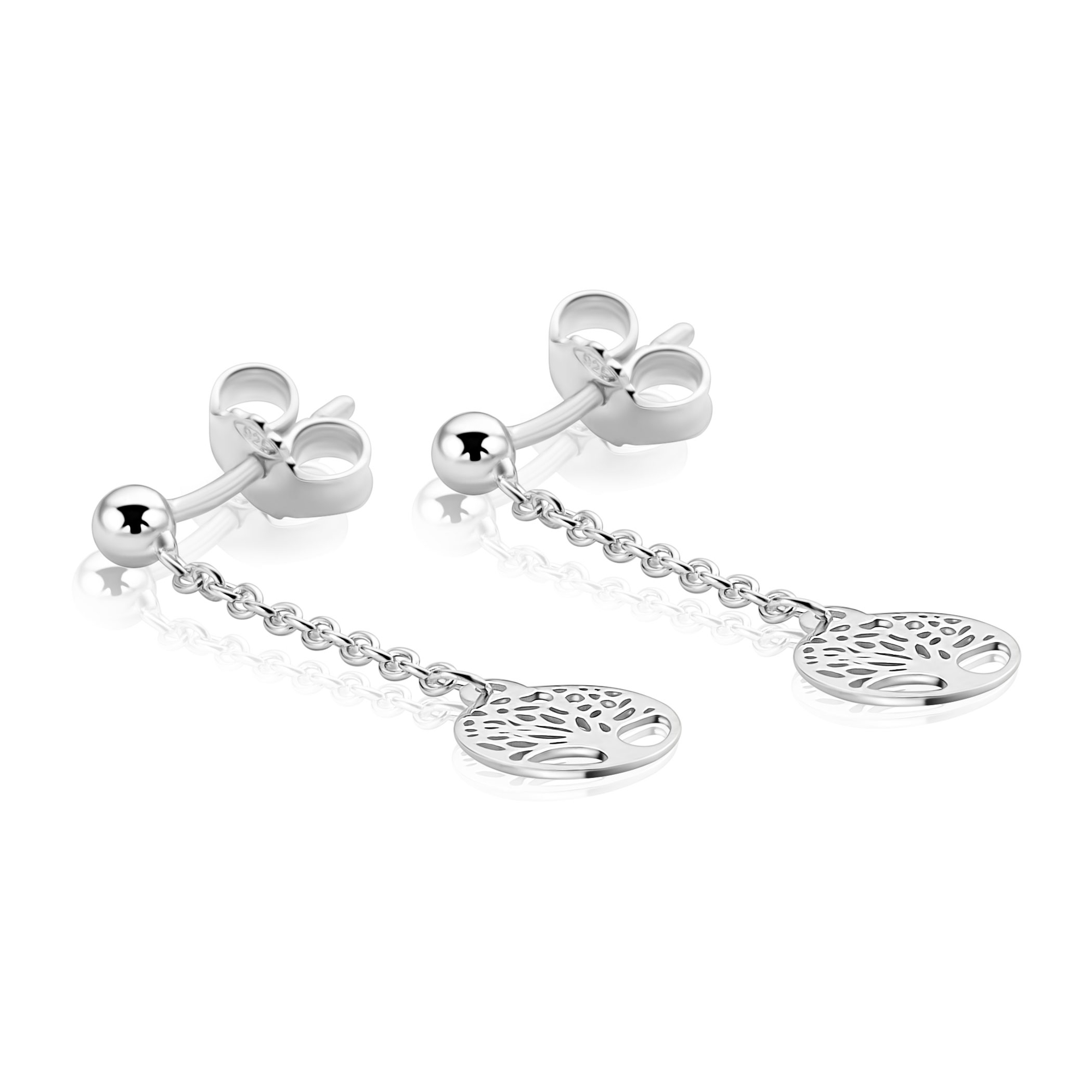 29mm ZINZI zilveren lange oorhangers met levensboom 8mm ZIO-BF139

