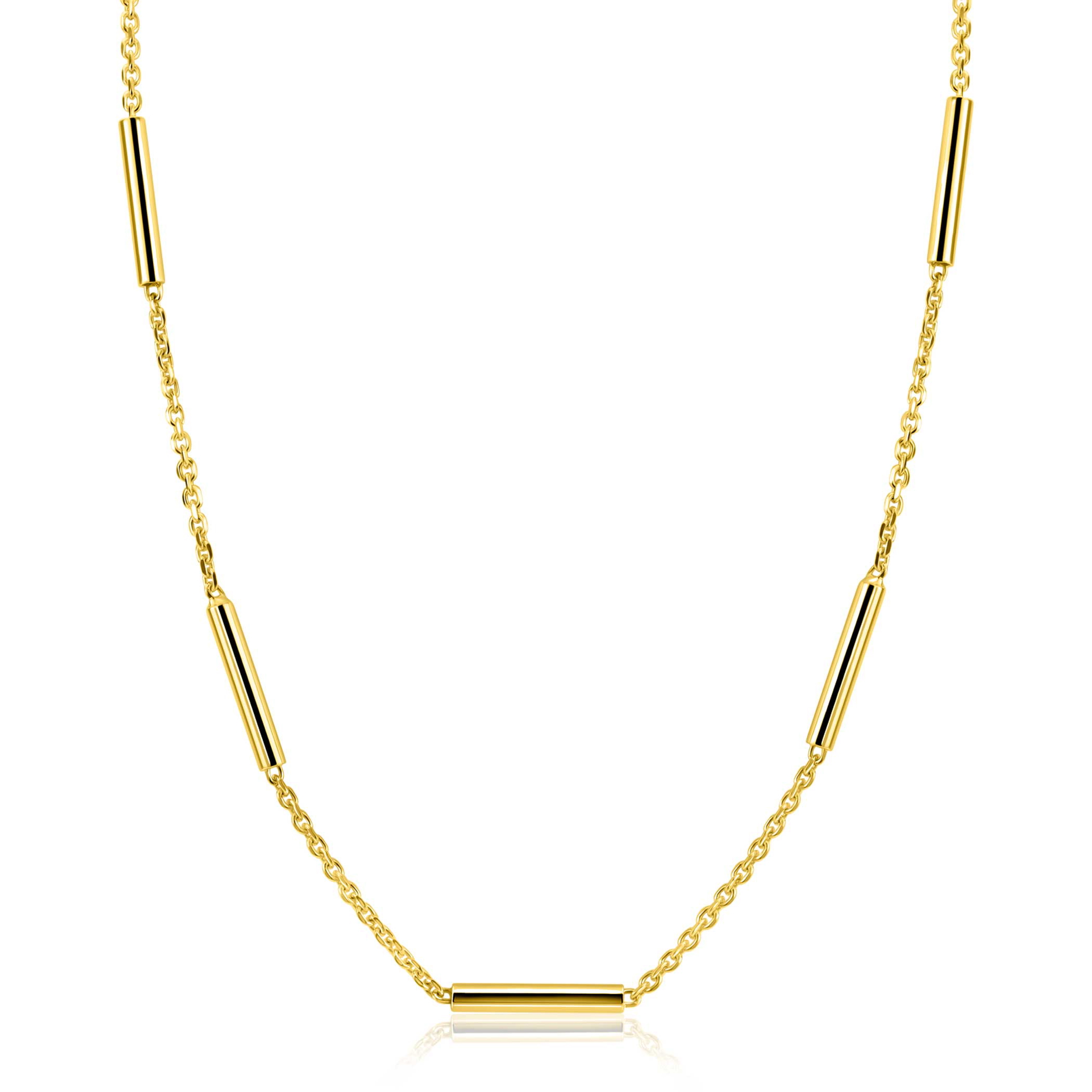 ZINZI zlv. collier gg.verg. anker met 5x staafje