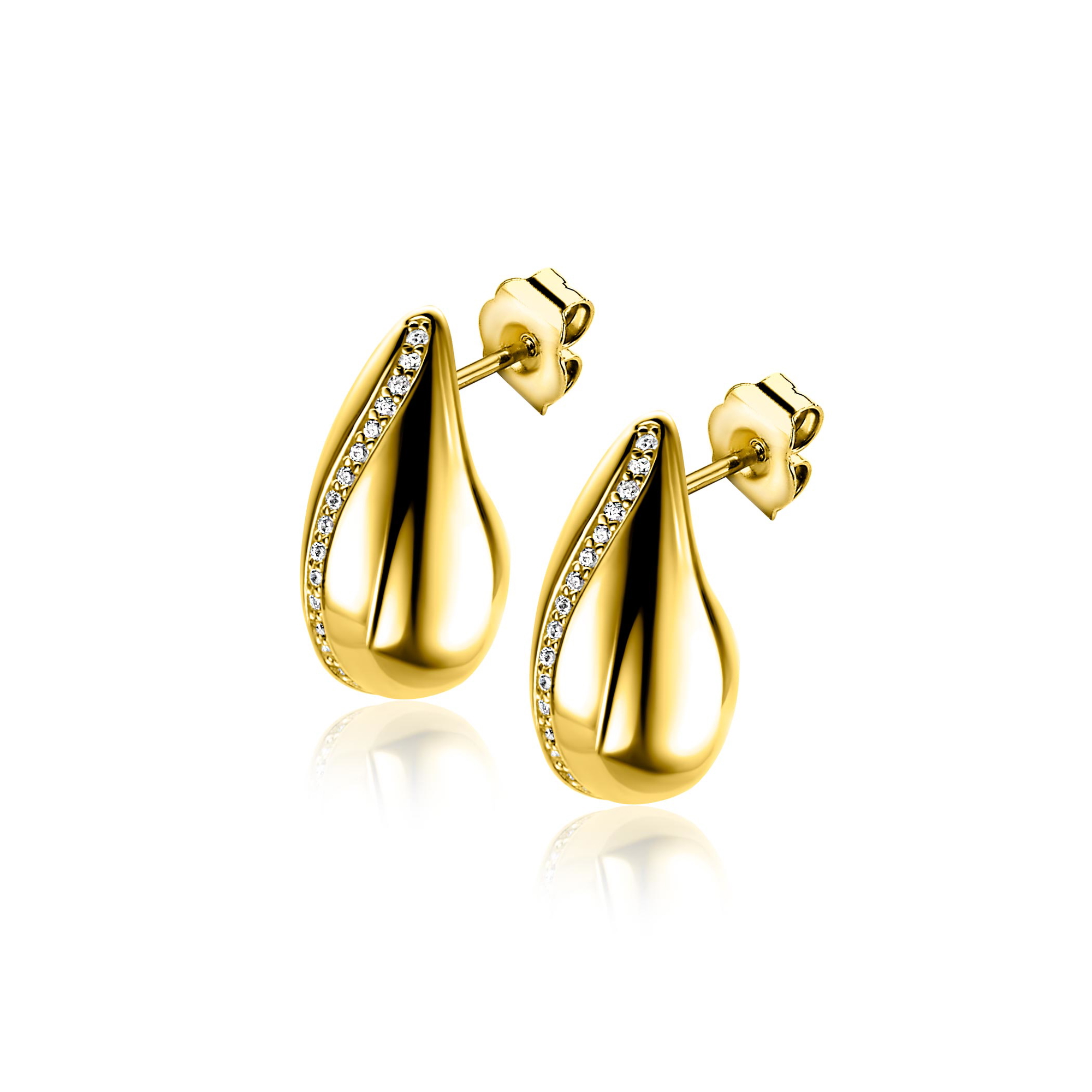 ZINZI zlv. oorstekers gg.verg.druppel met zirconia's