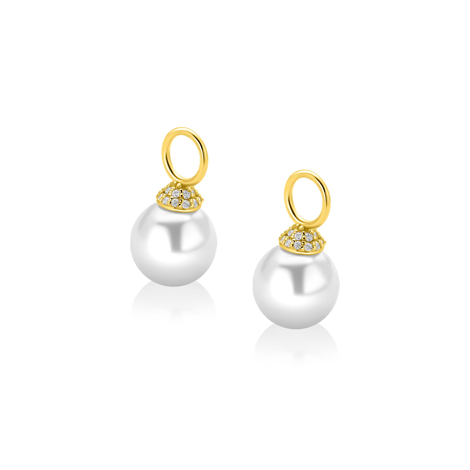 ZINZI zlv. oorbedels gg.verg.kapje zirc. parel 8mm