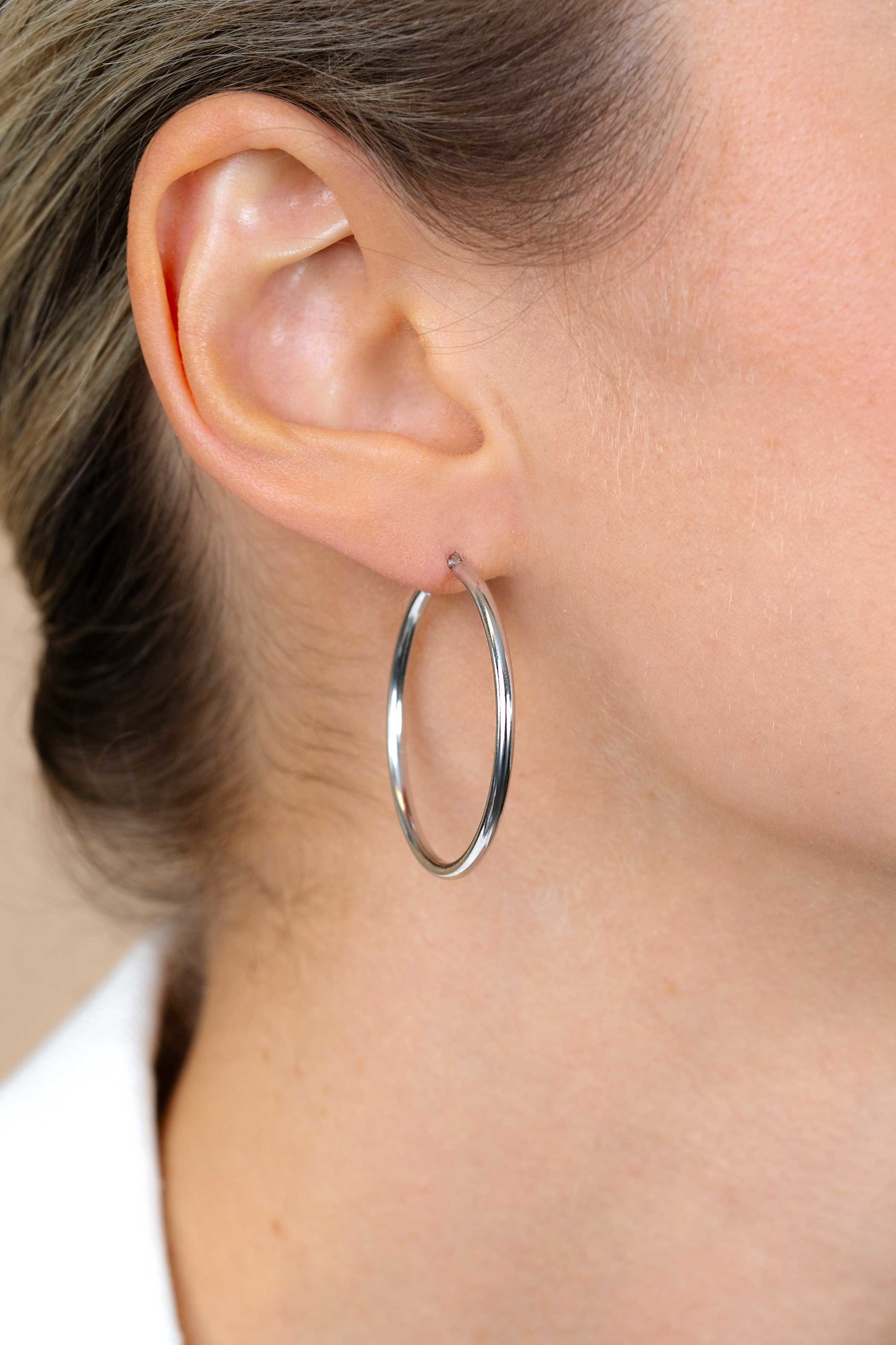 35mm ZINZI Sterling Silver Hoop Earrings 35x2mm ZIO435