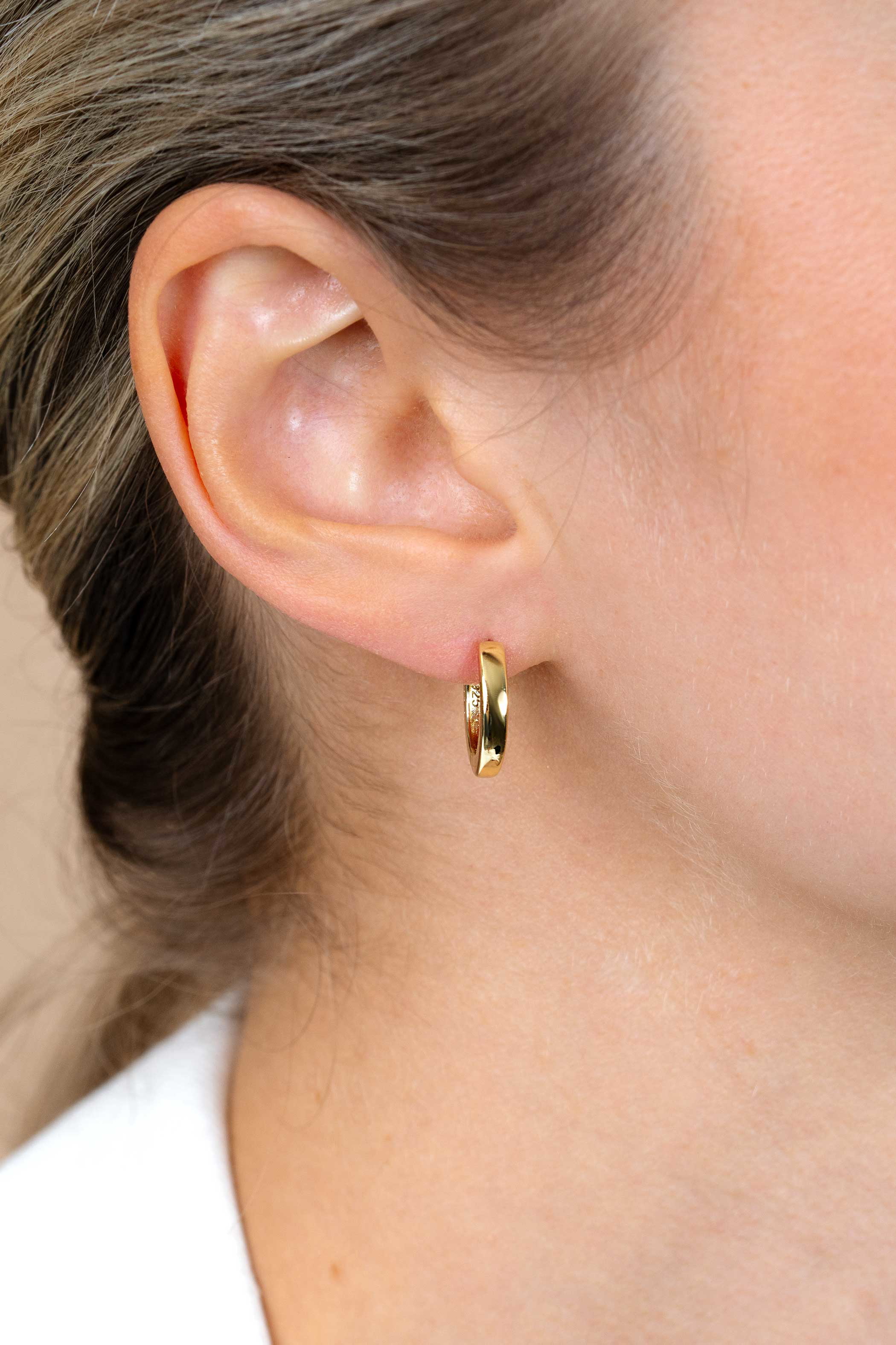 15mm ZINZI Gold Plated Sterling Silver Hoop Earrings width 3mm ZIO191G