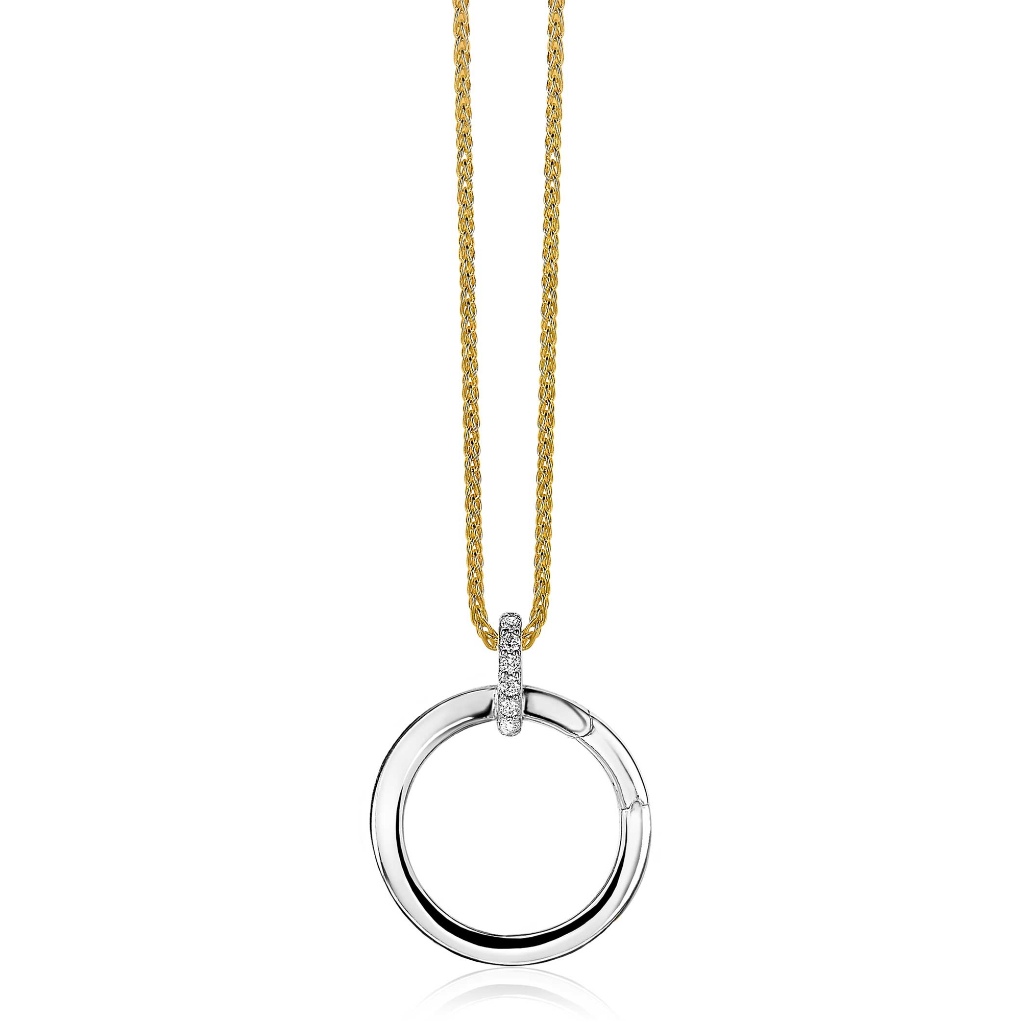 ZINZI zilveren ronde hanger 21mm met sluitring wit ZIH2061 (zonder collier)