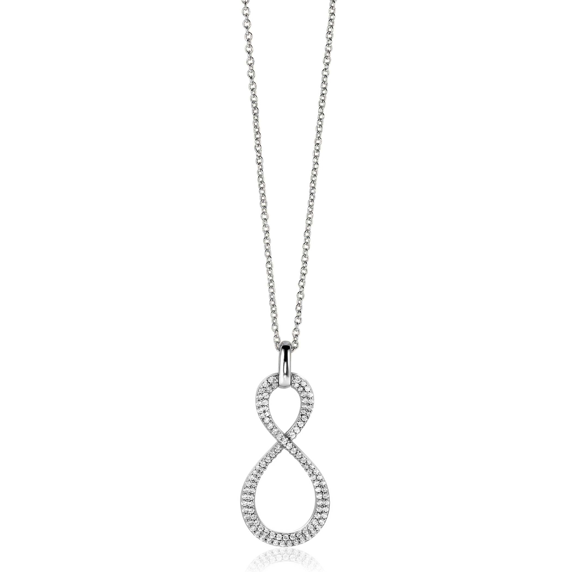 35mm ZINZI Sterling Silver Infinity Pendant White Zirconias ZIH2570 (excl. necklace)