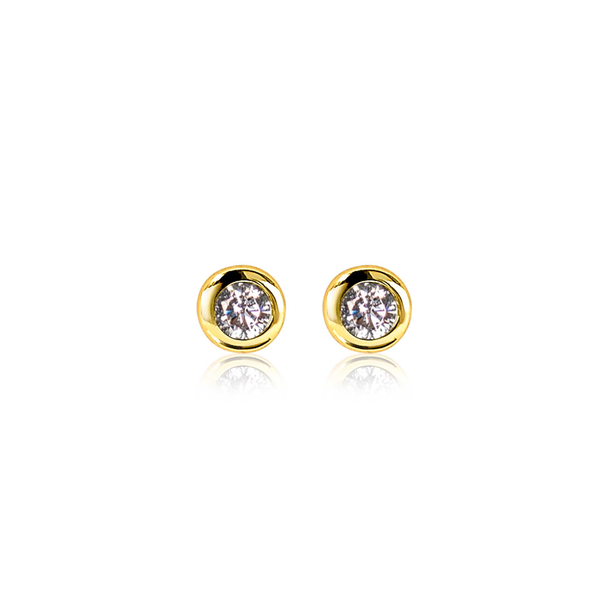 APRIL oorknoppen 4mm gold plated met geboortesteen diamant wit zirconia
