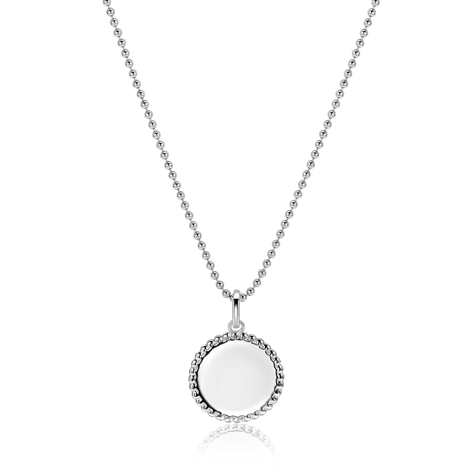 13.5 mm ZINZI zilveren coin hanger met parelrand voor gravure ZIH2651 (zonder collier)