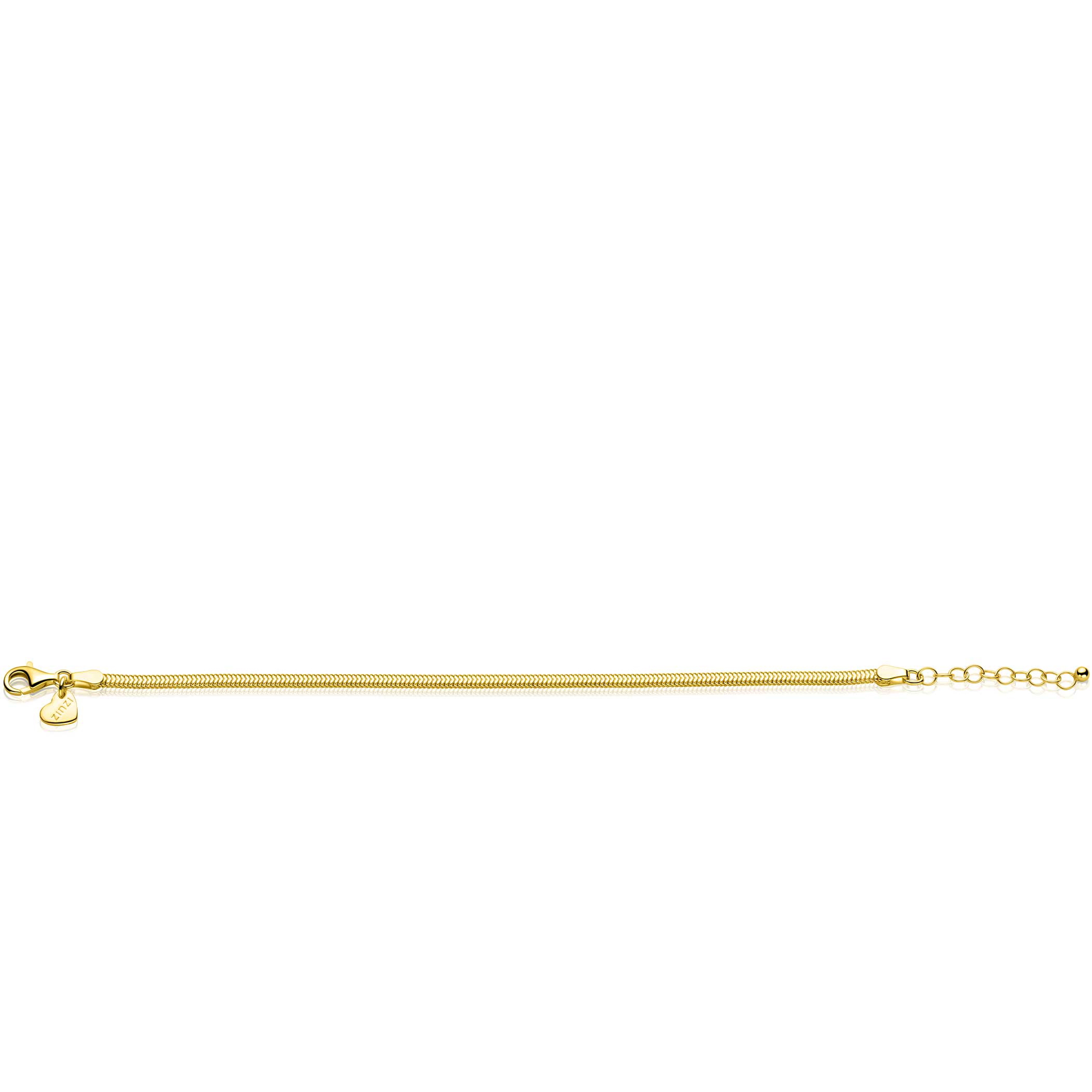 ZINZI zlv. armband geel verguld platte slang