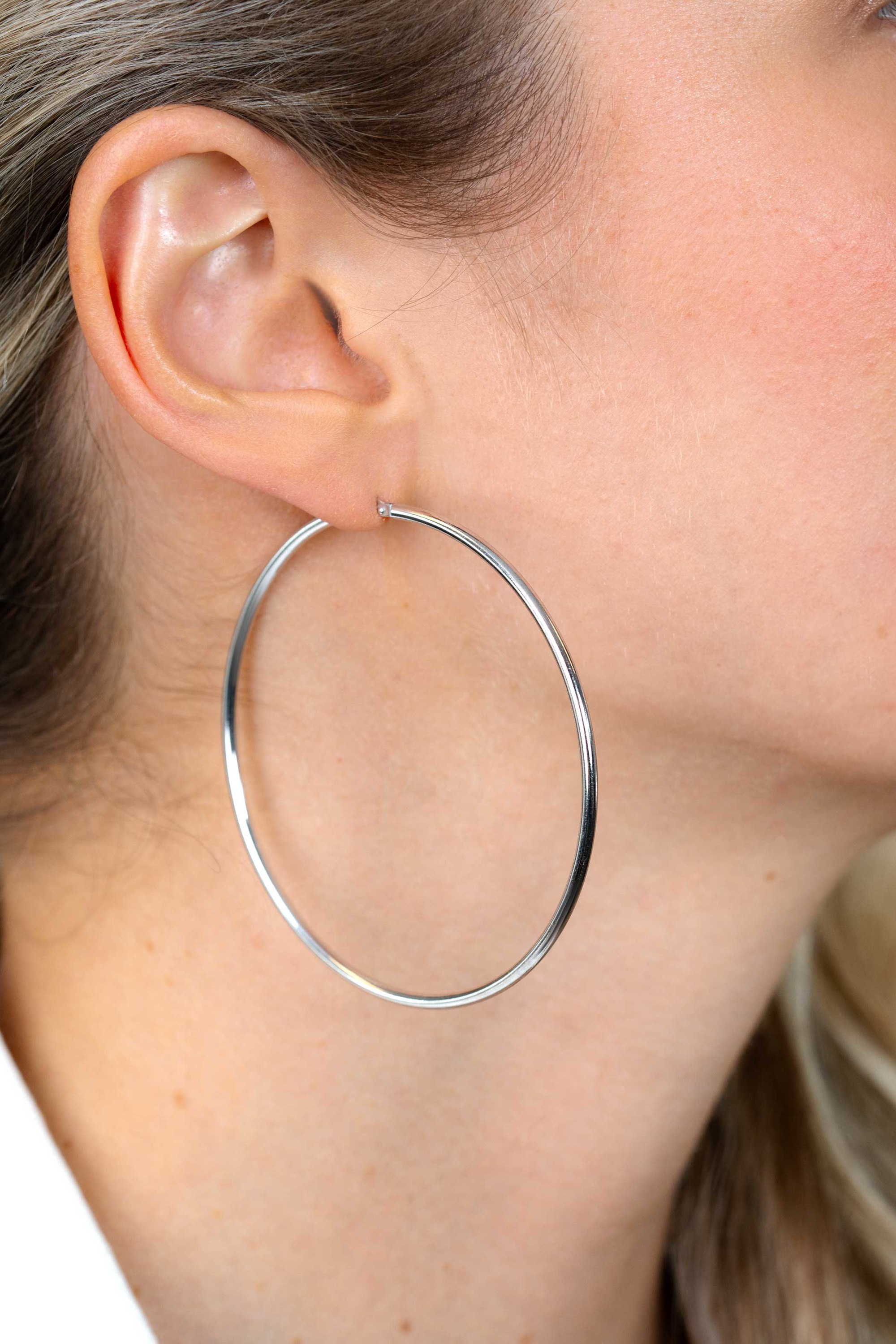 65mm ZINZI Sterling Silver Hoop Earrings 65x2mm ZIO438