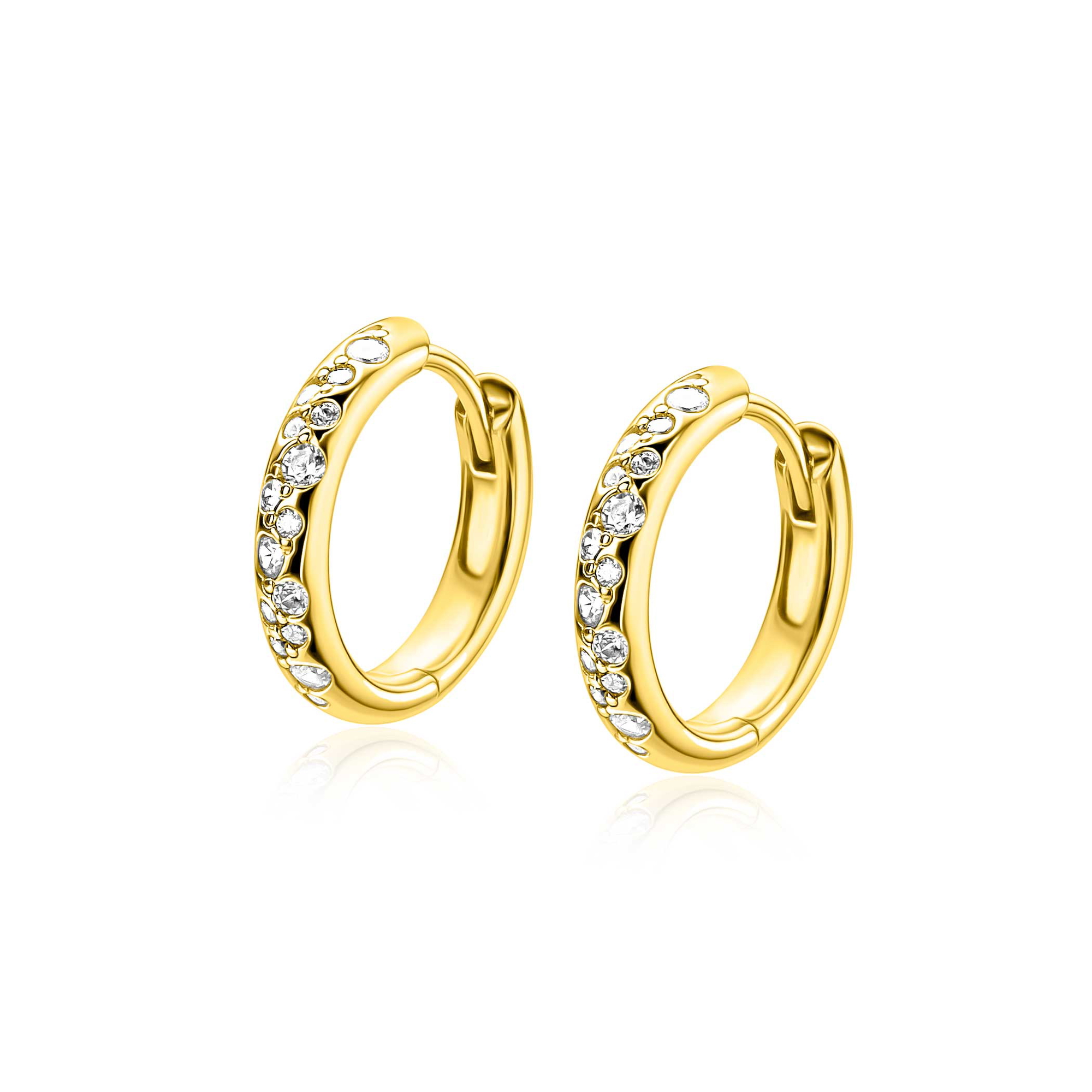 ZINZI zlv. oorringen gg.verg. met zirconia's pave