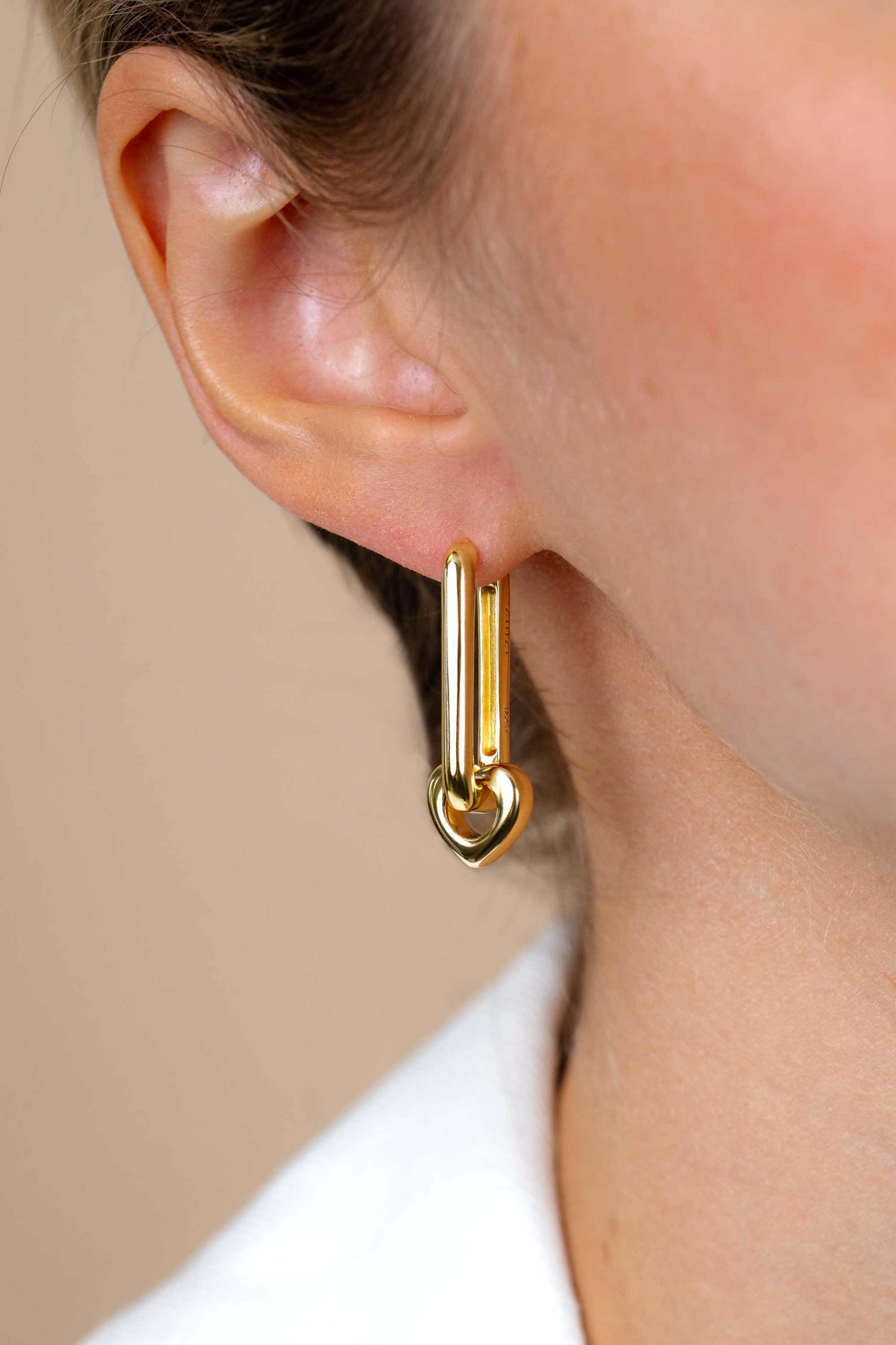 24mm ZINZI Gold Plated Sterling Silver Hoop Earrings Rectangular 24x3mm ZIO2223G