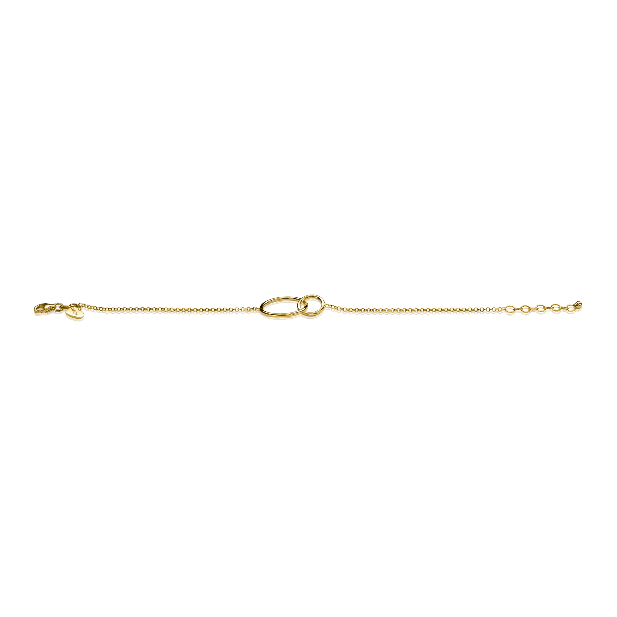 ZINZI Gold Plated Sterling Silver Bracelet with 2 Connected Circles 16-19cm ZIA1278G