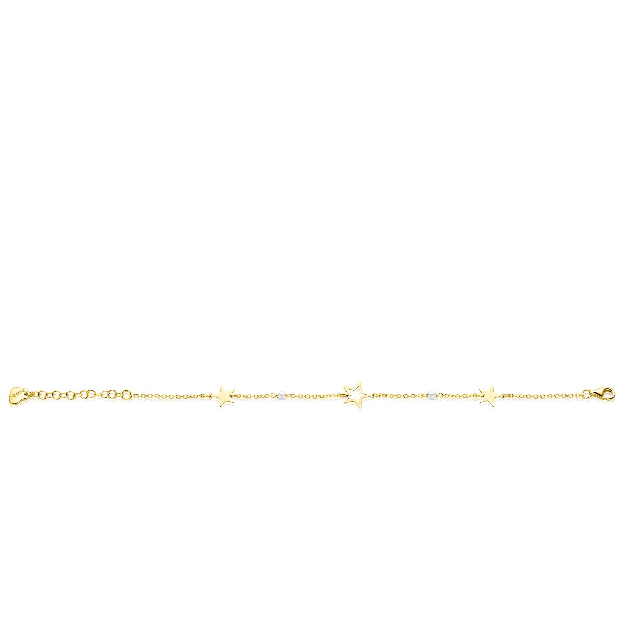 ZINZI zlv. armband gg.verg. sterren en parels