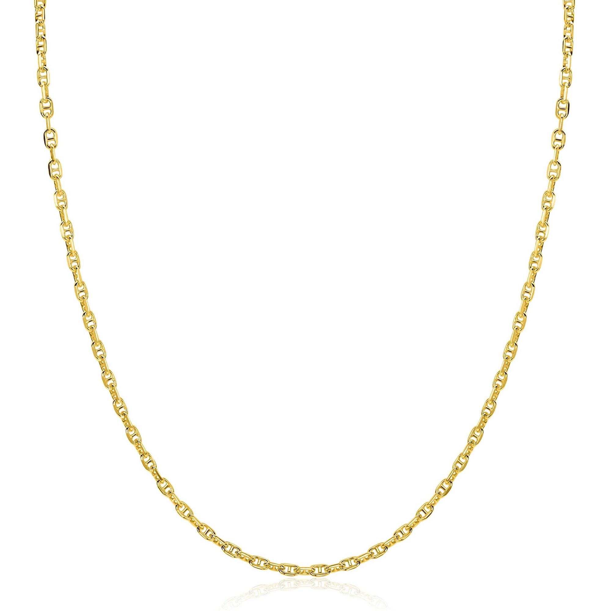ZINZI gold plated zilveren marine schakel ketting (2,3mm breed) 42-45cm ZIC2841G