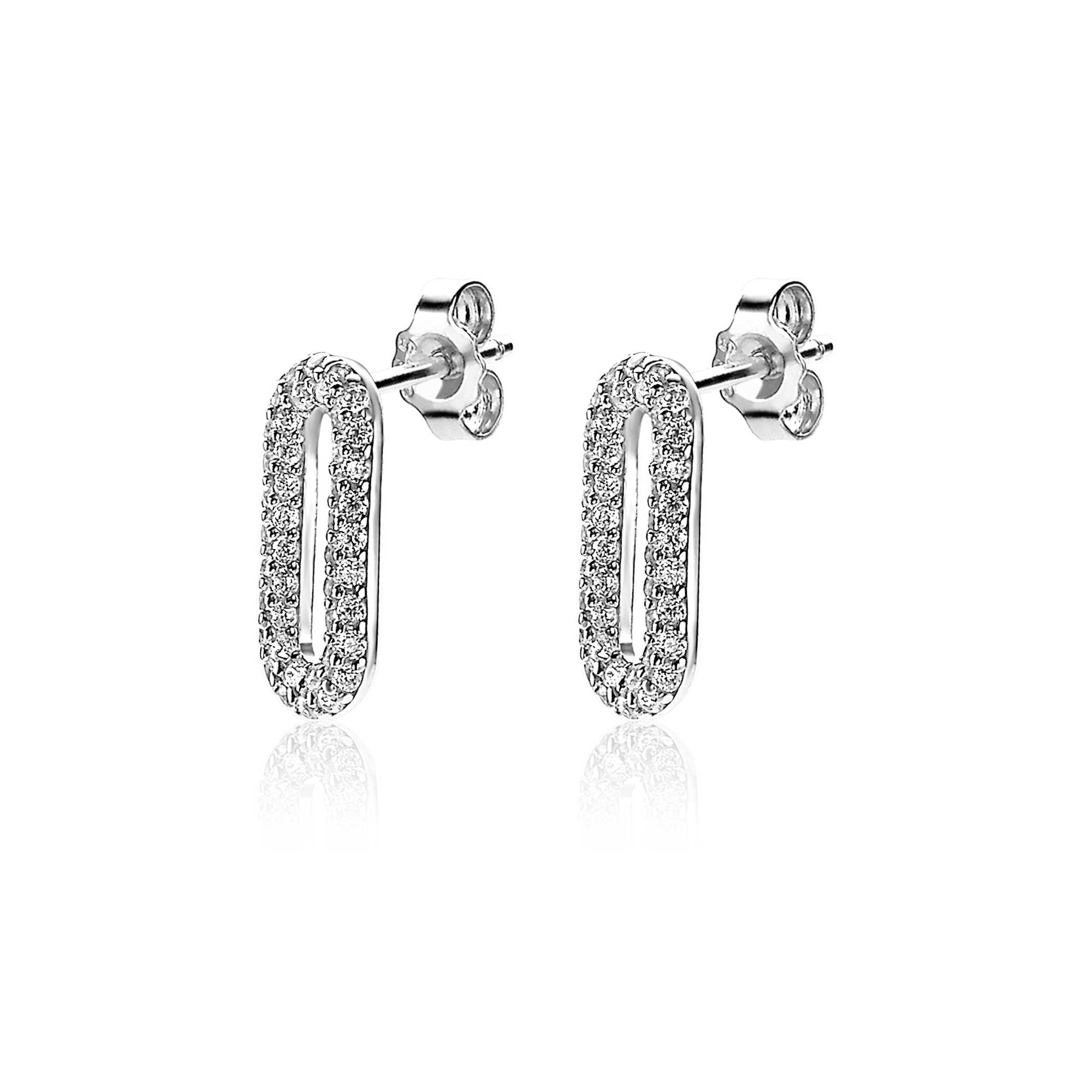 ZINZI Sterling Silver Earrings Oval White ZIO1894