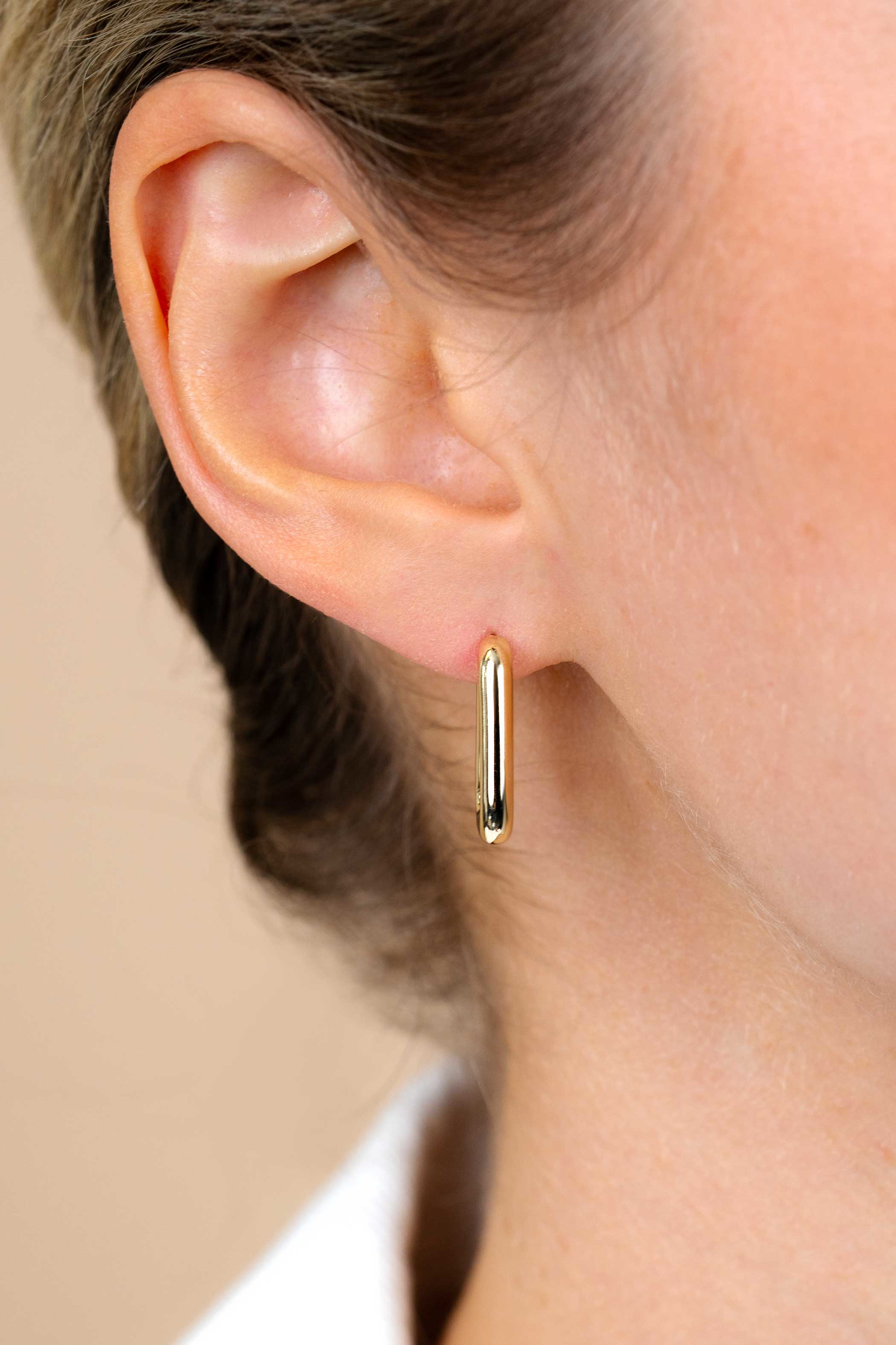 18mm ZINZI Gold Plated Sterling Silver Hoop Earrings Rectangular 18x3mm ZIO2222G