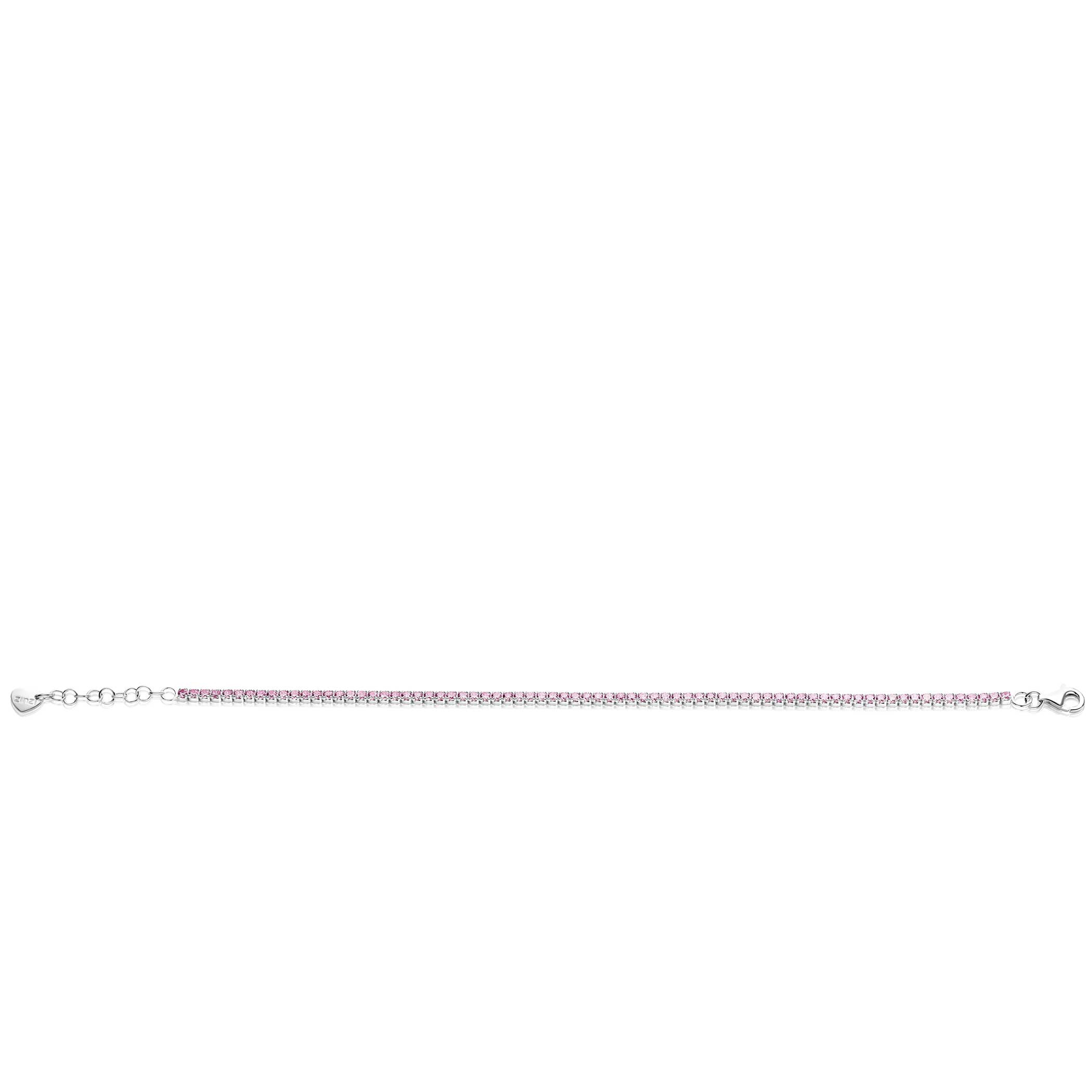 ZINZI zilveren tennis armband 2,1mm breed met rijzetting roze zirconia's ZIA2891R