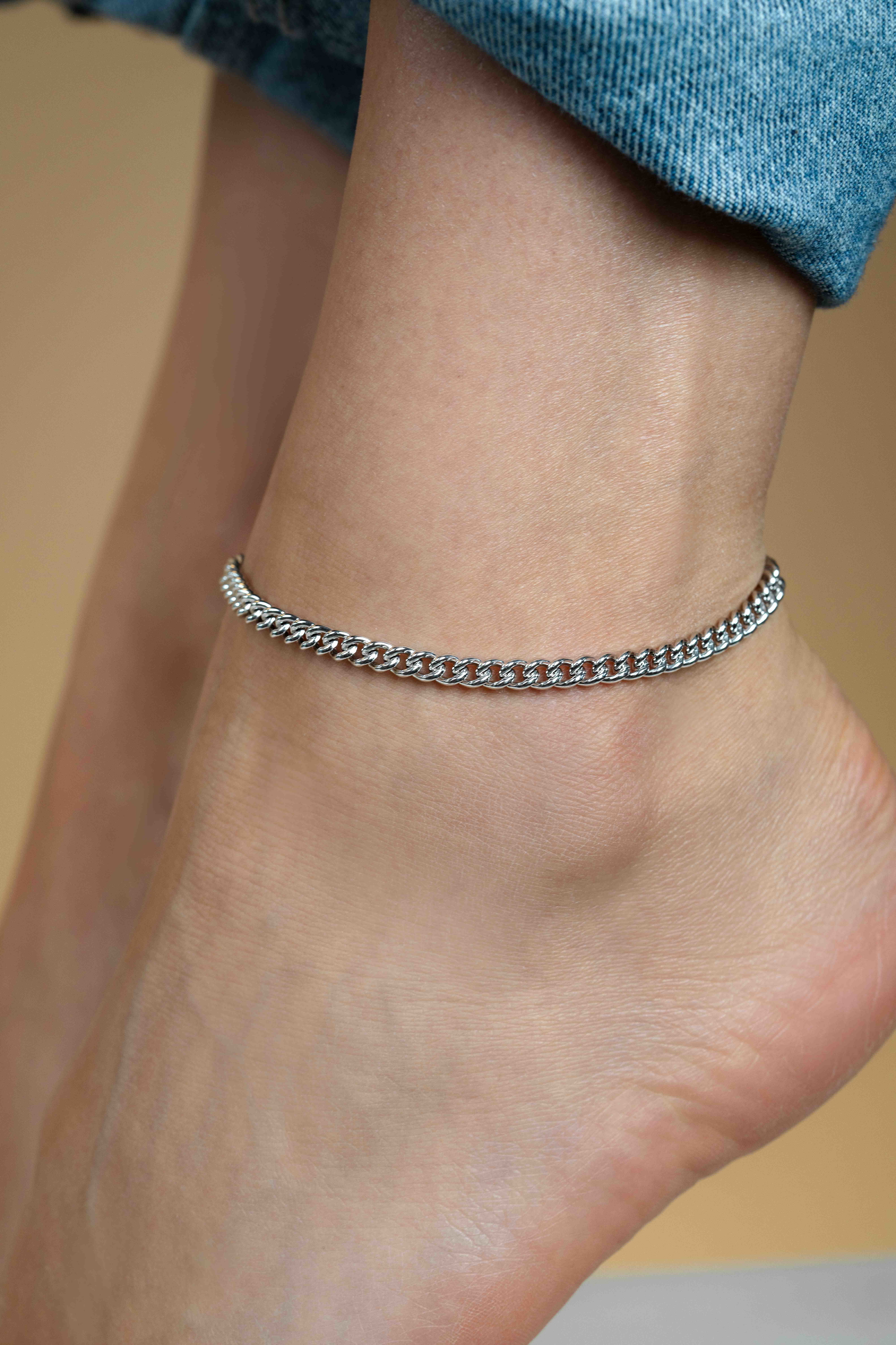 ZINZI zilveren enkelband gourmet 23+4cm ZIE1414
