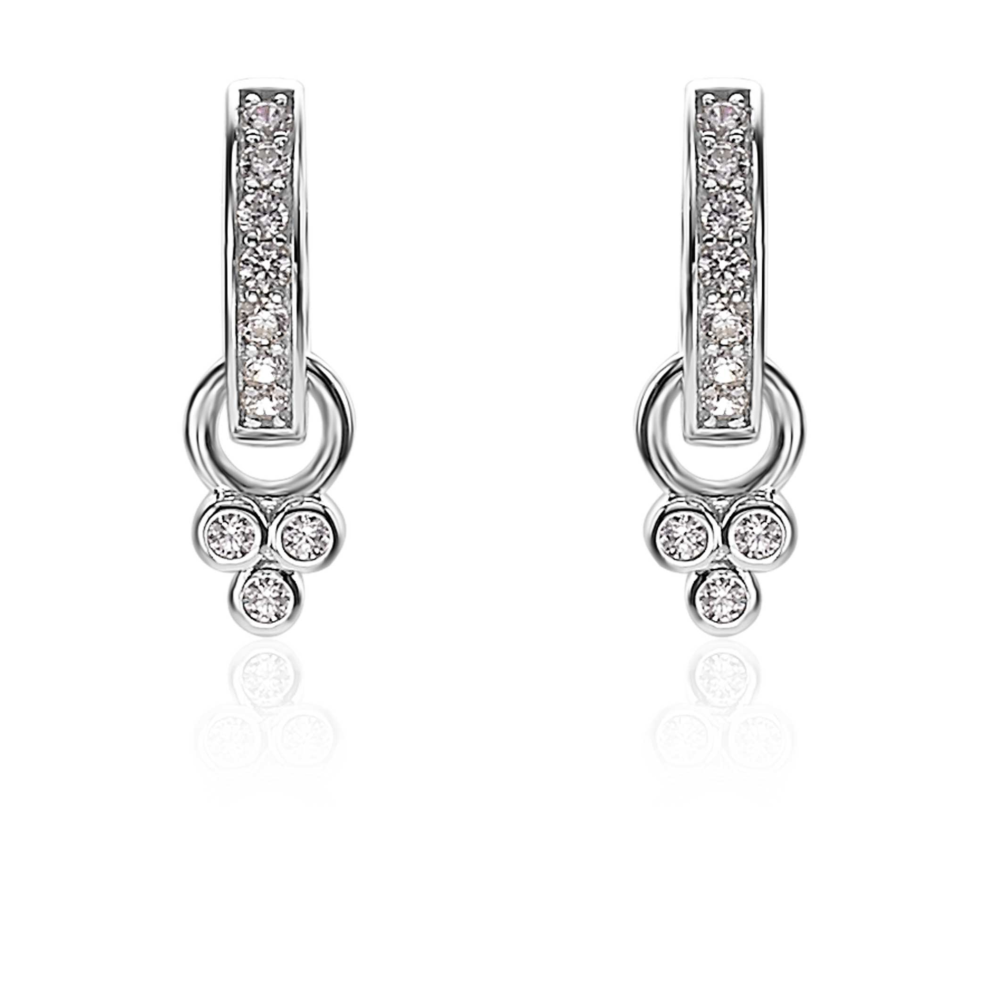 ZINZI Sterling Silver Earrings Pendants Round White ZICH1829 (excl. hoop earrings)