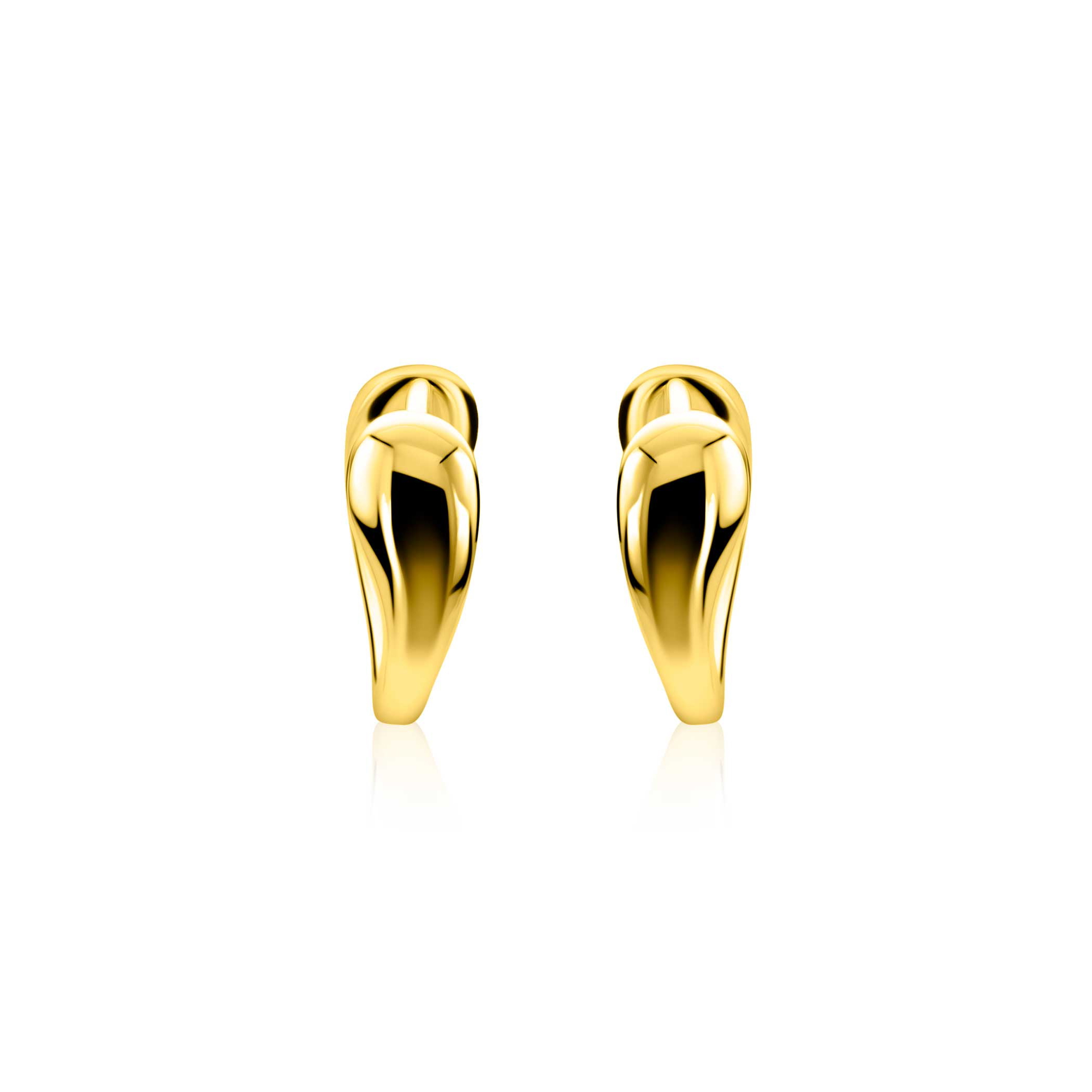 16mm ZINZI gold plated zilveren oorringen met een glad organisch gevormd design, luxe klapsluiting ZIO2840G