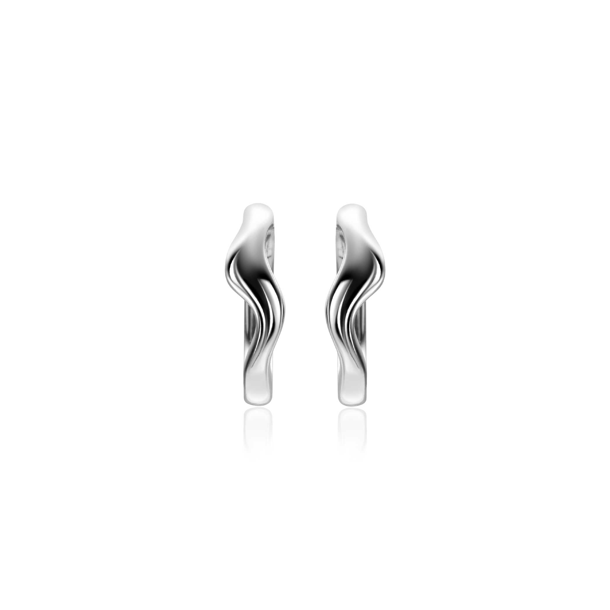 15mm ZINZI silver hoops organically shaped with luxury hinge closure ZIO2627