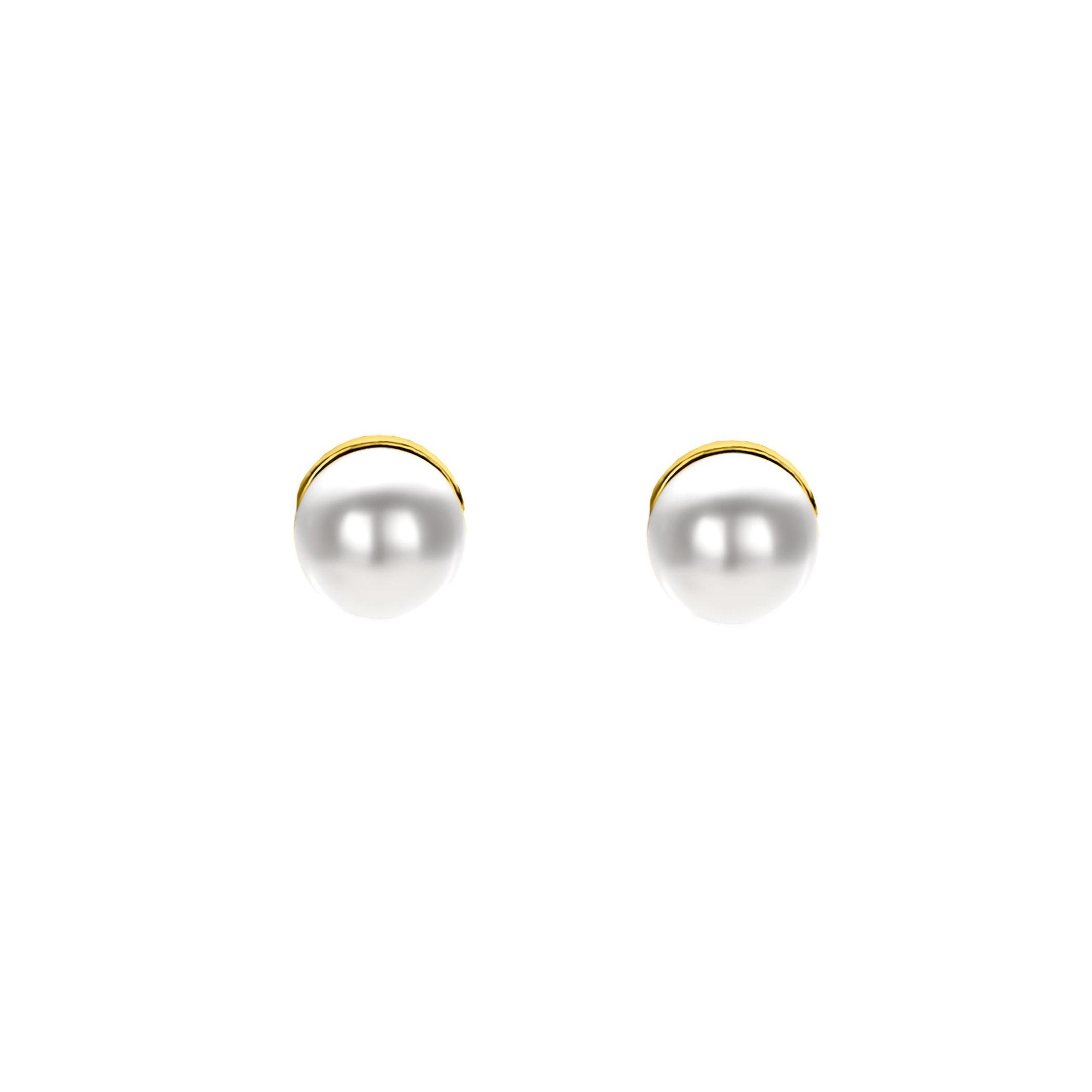 4mm ZINZI Gold plated Sterling Silver Stud Earrings with White Pearl ZIO1318Y