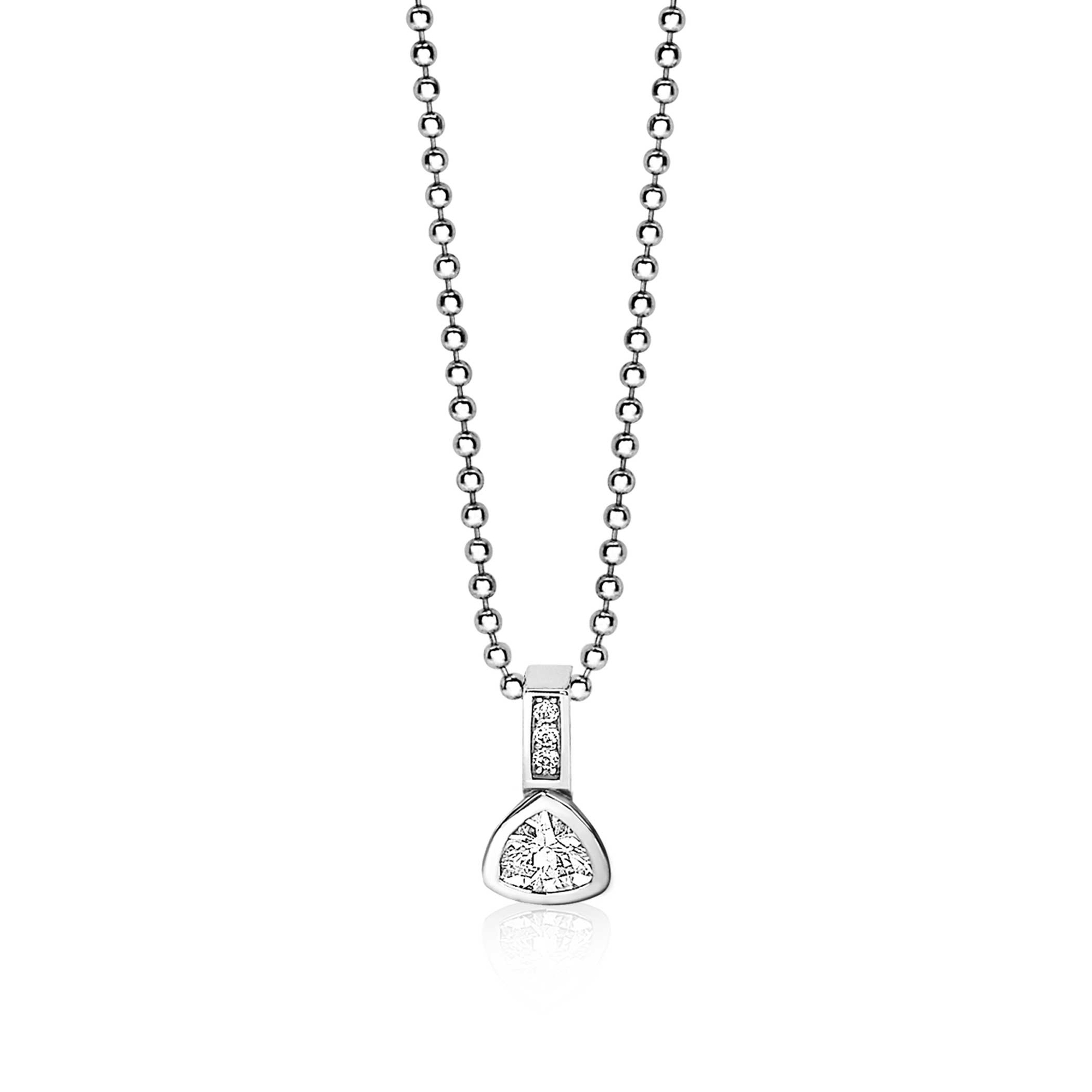 ZINZI zilveren hanger driehoek wit ZIH1663 (zonder collier)