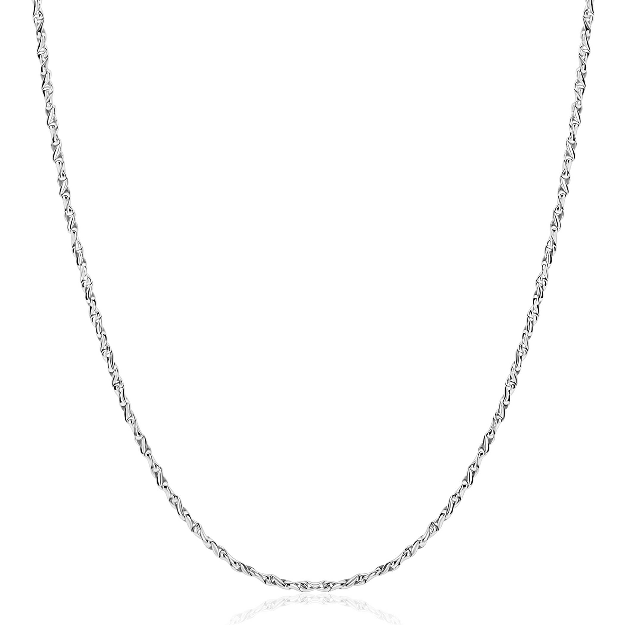 ZINZI zilveren organisch gedraaide schakel ketting (1,8mm breed) 42-45cm ZIC2843